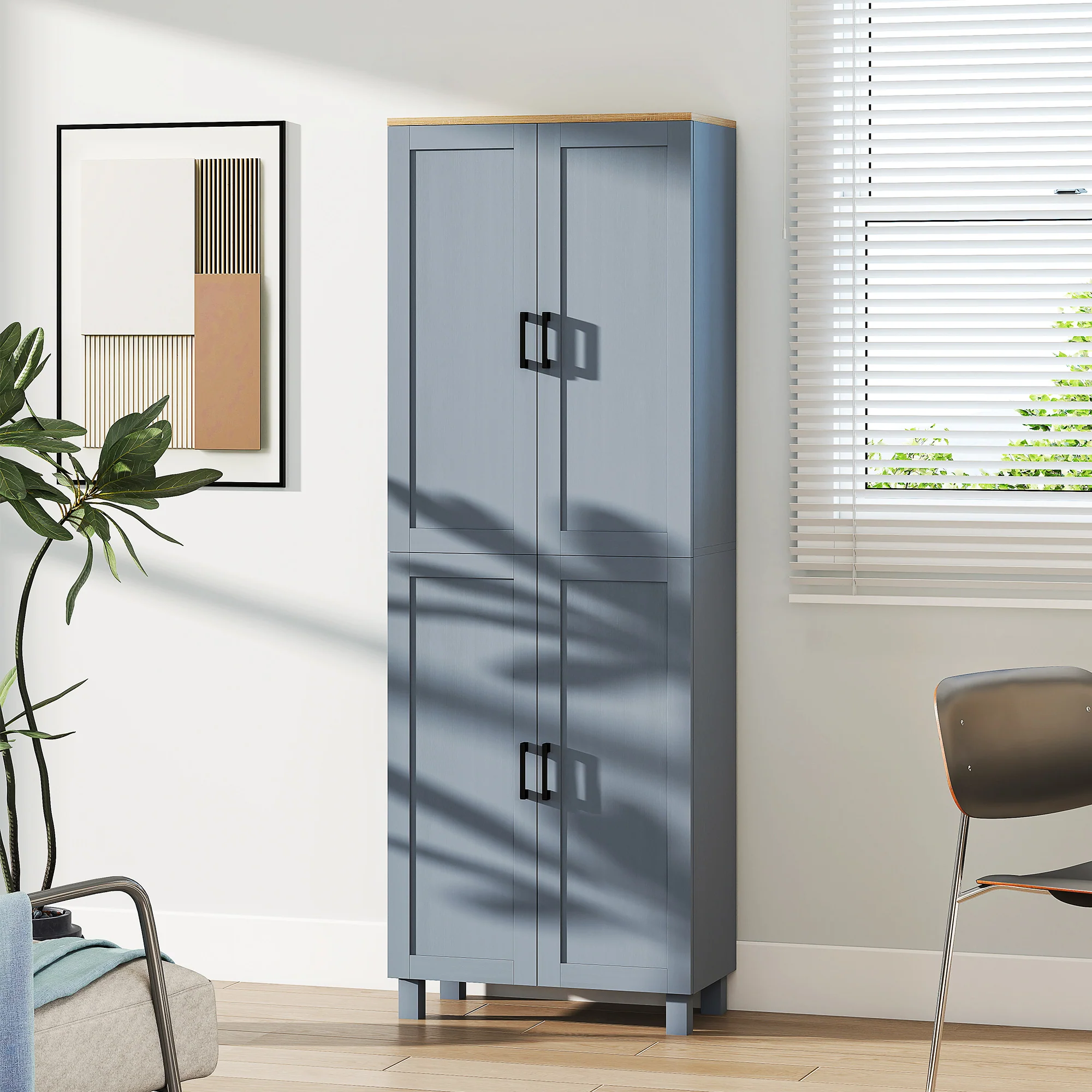 HOMCOM Modern Kitchen Cupboard Storage Cabinet with 4 Shelves - Image 18