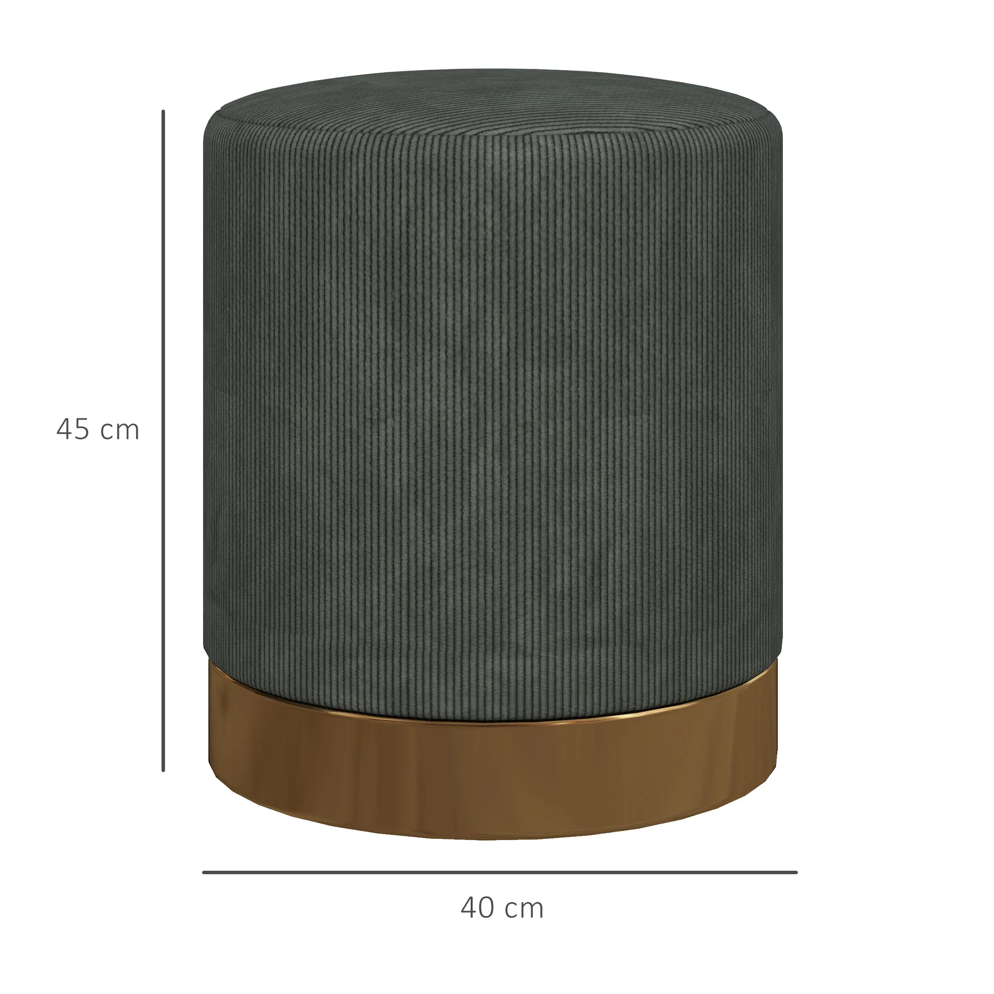 HOMCOM Modern Round Footstool, Fabric Upholstered Foot Rest, Light Brown - Image 28