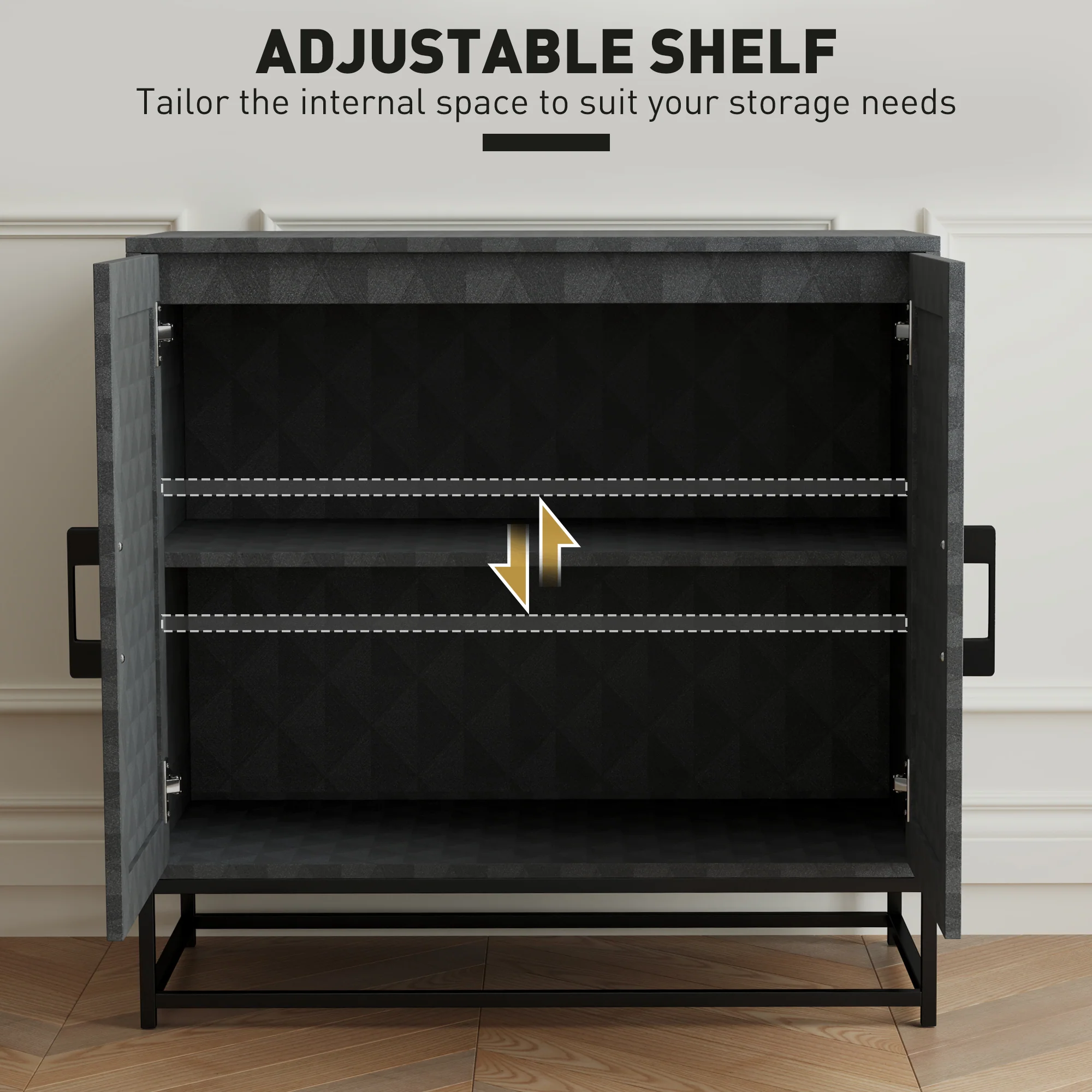 HOMCOM Modern Storage Cupboard with Adjustable Shelf and 2 Doors - Image 13