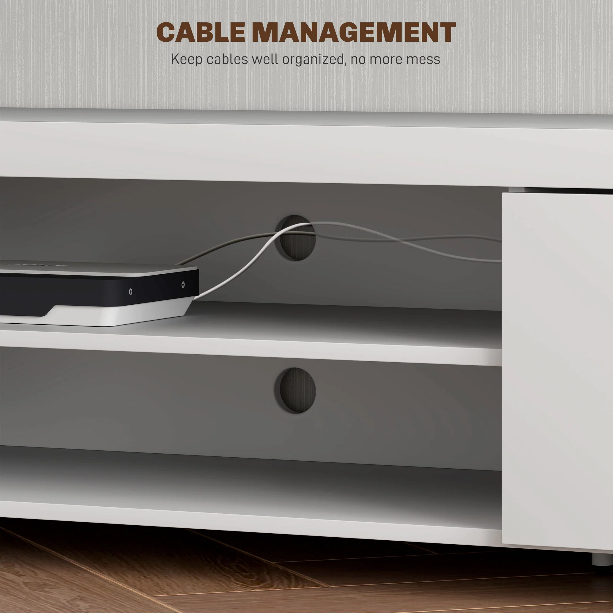 HOMCOM Modern Unit For TV W/ Cabinet Shelf For Living Room White - Image 5