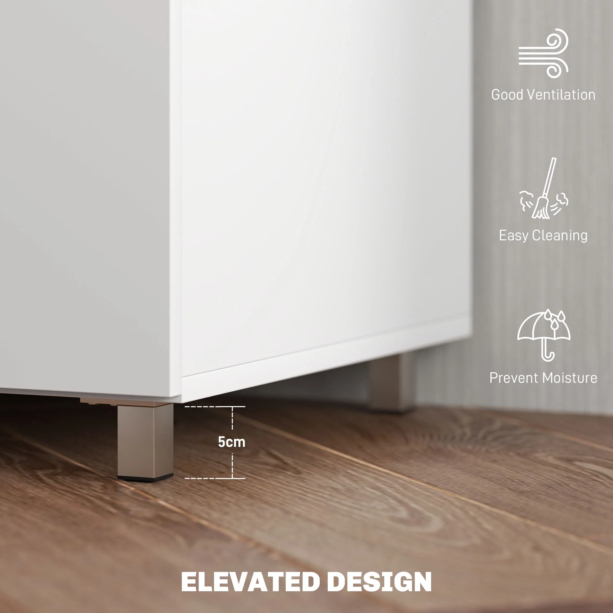 HOMCOM Modern Unit For TV W/ Cabinet Shelf For Living Room White - Image 8