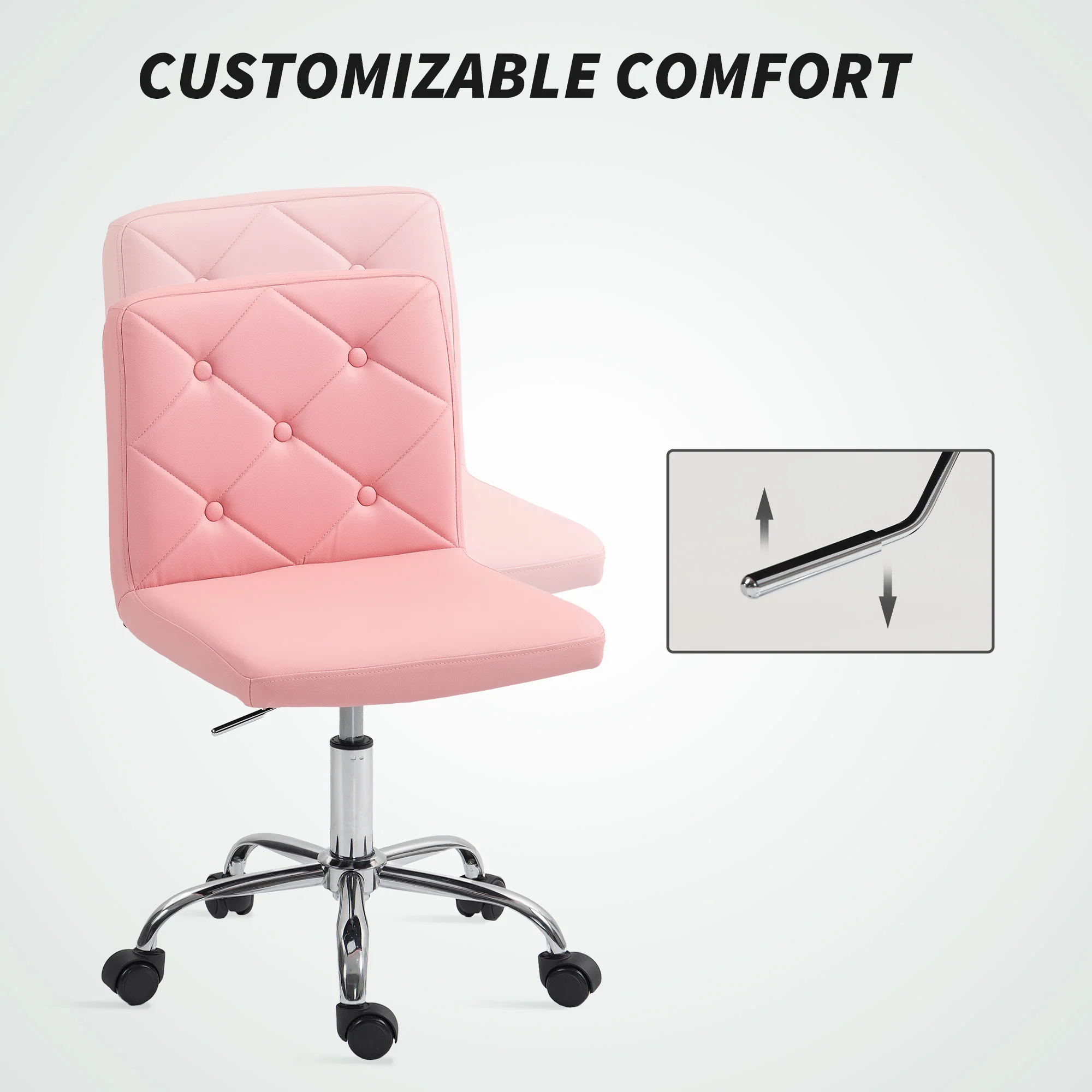 HOMCOM Modern Vanity Computer Desk Chair with Rolling Wheels - Image 6