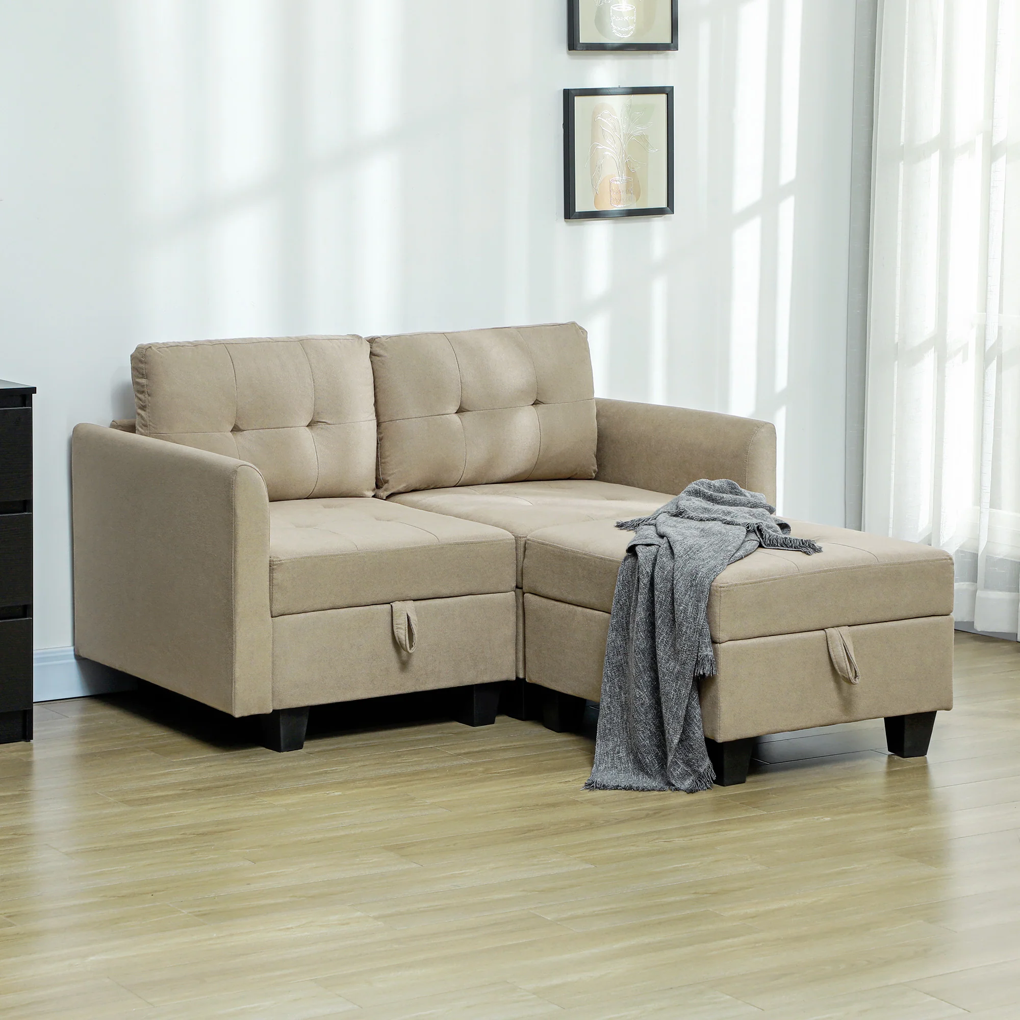 HOMCOM Modular Sectional Sofa with Storage, 2 Seater Sofa Set - Image 11