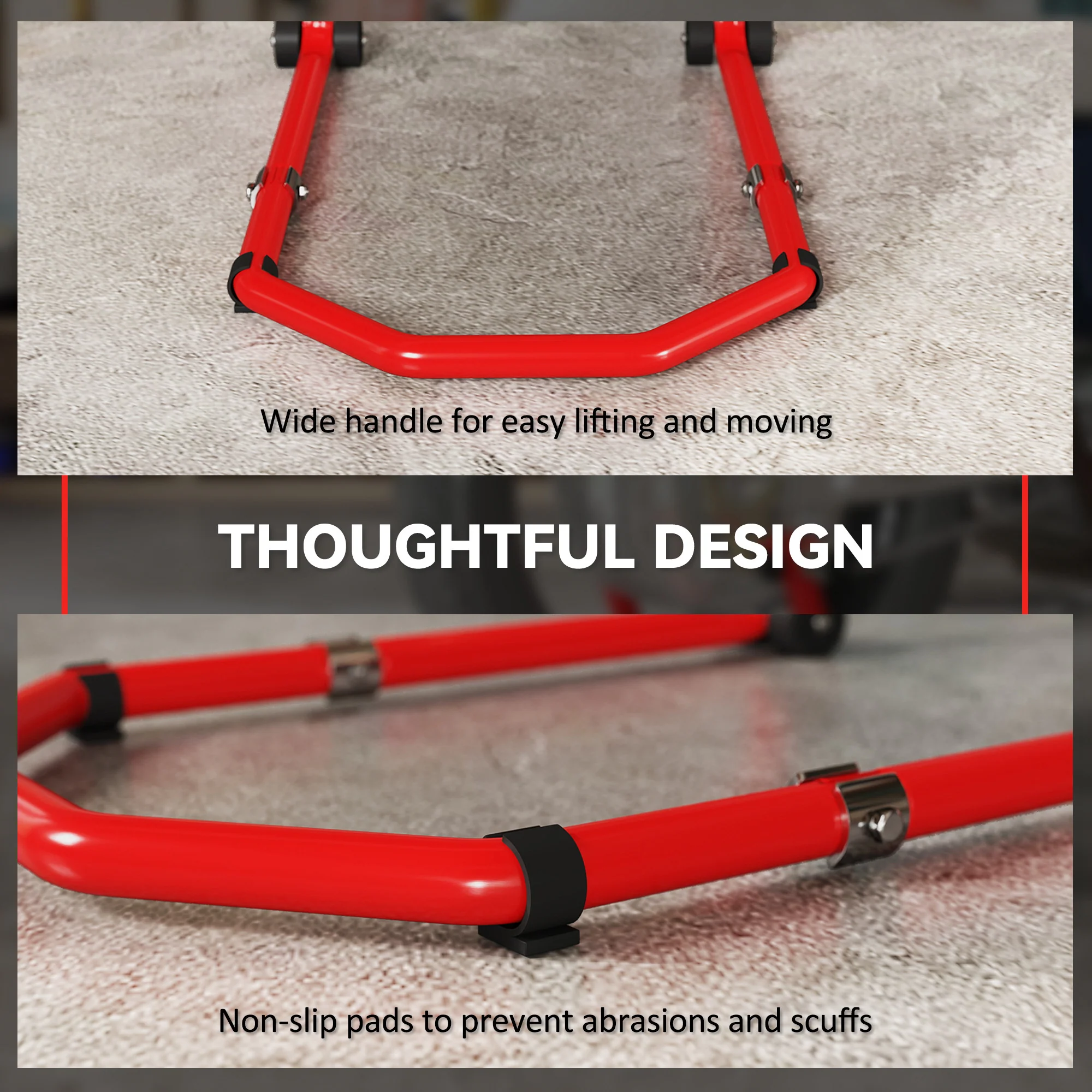 HOMCOM Motorcycle Stand, 390 Kg Front/Rear Paddock Stand, Red - Image 7