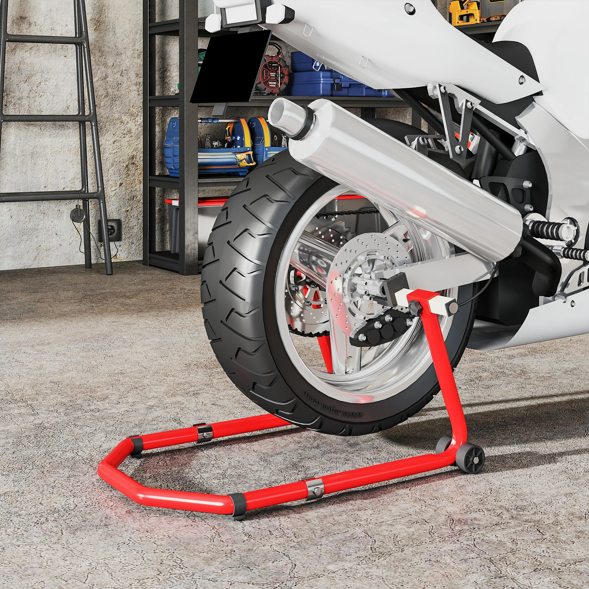 HOMCOM Motorcycle Stand, 390 Kg Front/Rear Paddock Stand, Red - Image 8