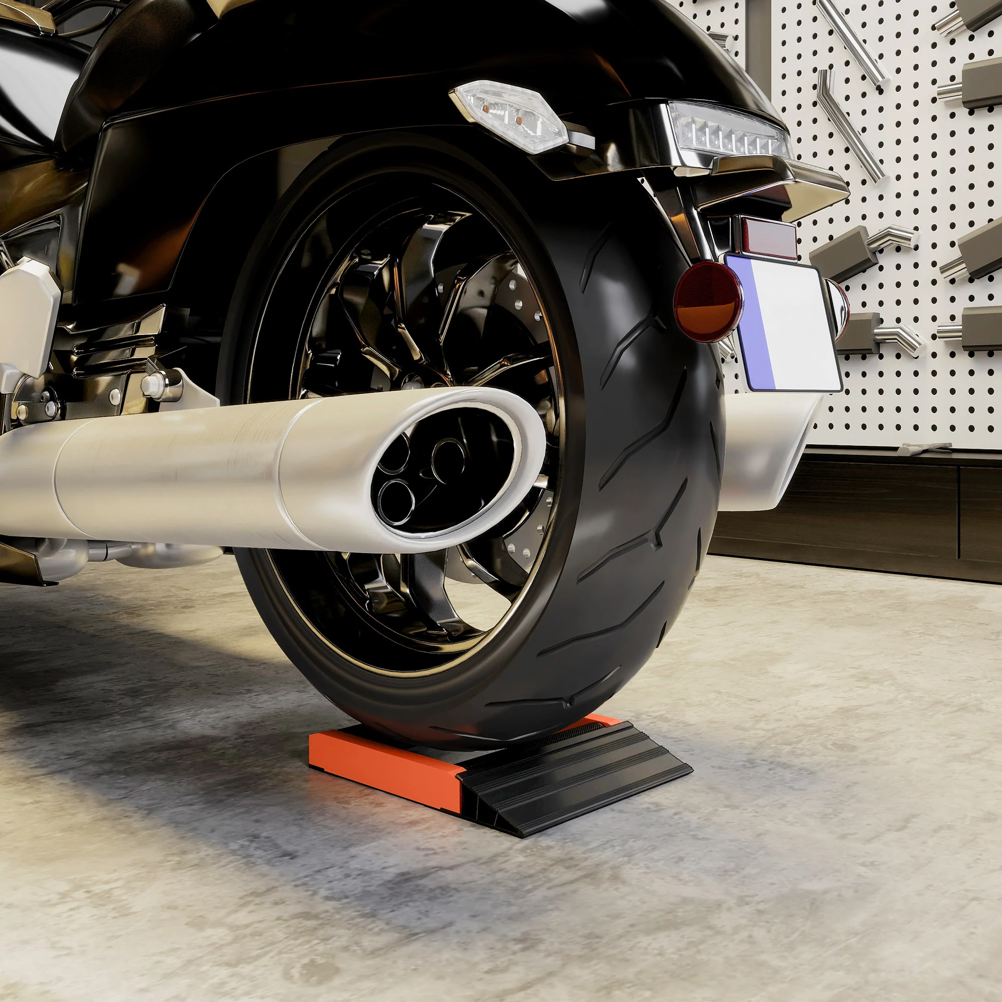 HOMCOM Motorcycle Wheel Roller Stand for Tyre Cleaning and Chain Lubrication - Image 7