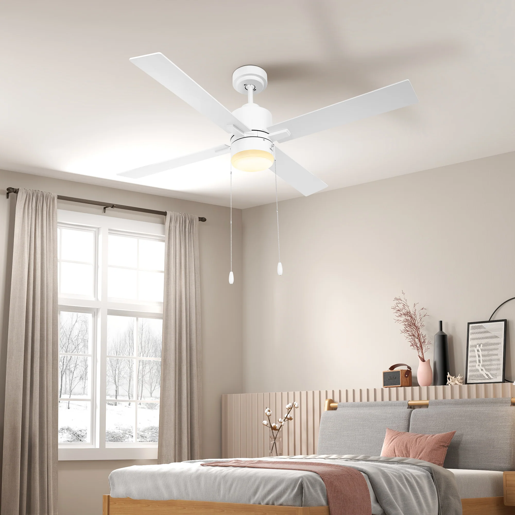 HOMCOM Mounting Reversible Ceiling Fan With Light, Pull-chain - Image 11