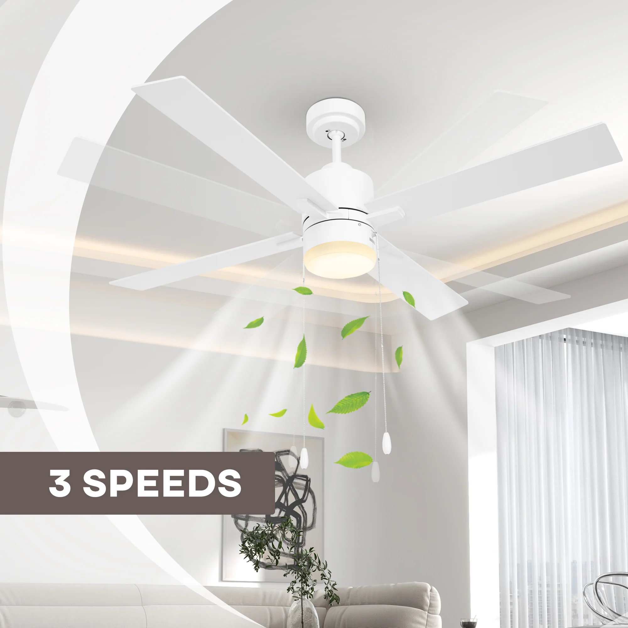 HOMCOM Mounting Reversible Ceiling Fan With Light, Pull-chain - Image 12