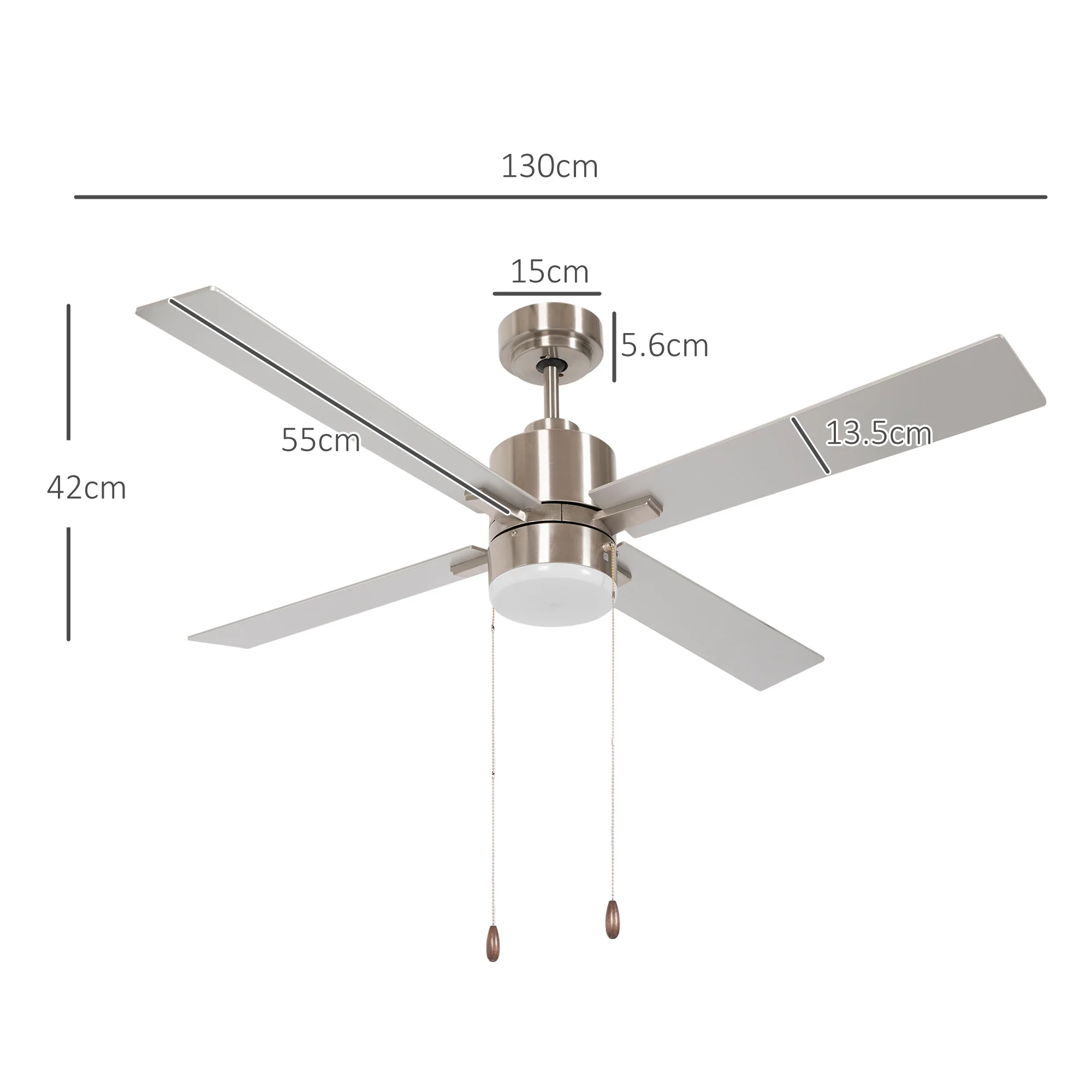 HOMCOM Mounting Reversible Ceiling Fan With Light, Pull-chain - Image 5
