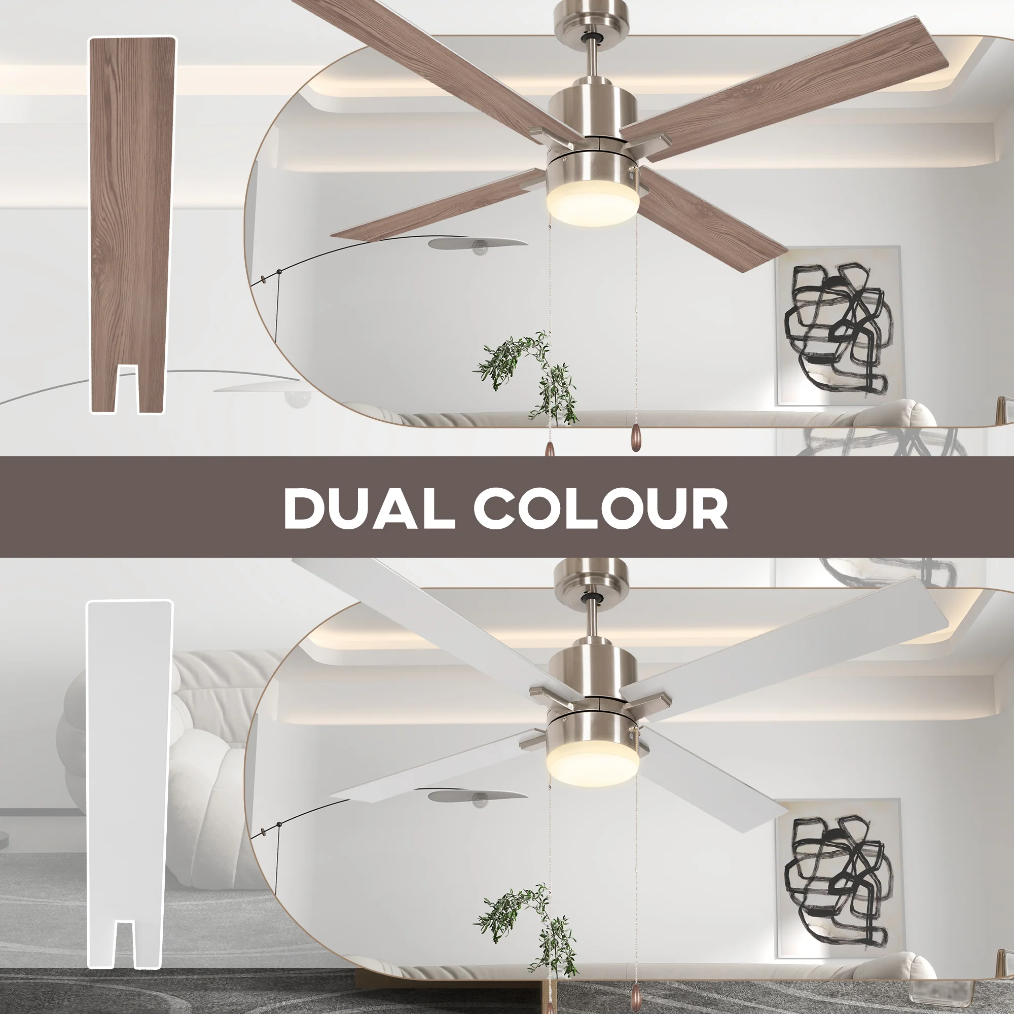 HOMCOM Mounting Reversible Ceiling Fan With Light, Pull-chain - Image 9