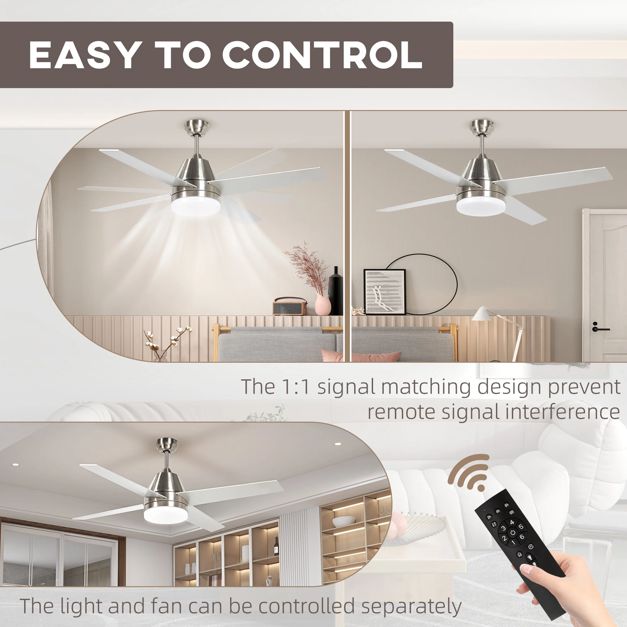 HOMCOM Mounting Reversible Ceiling Fan with Light, Remote - Image 18