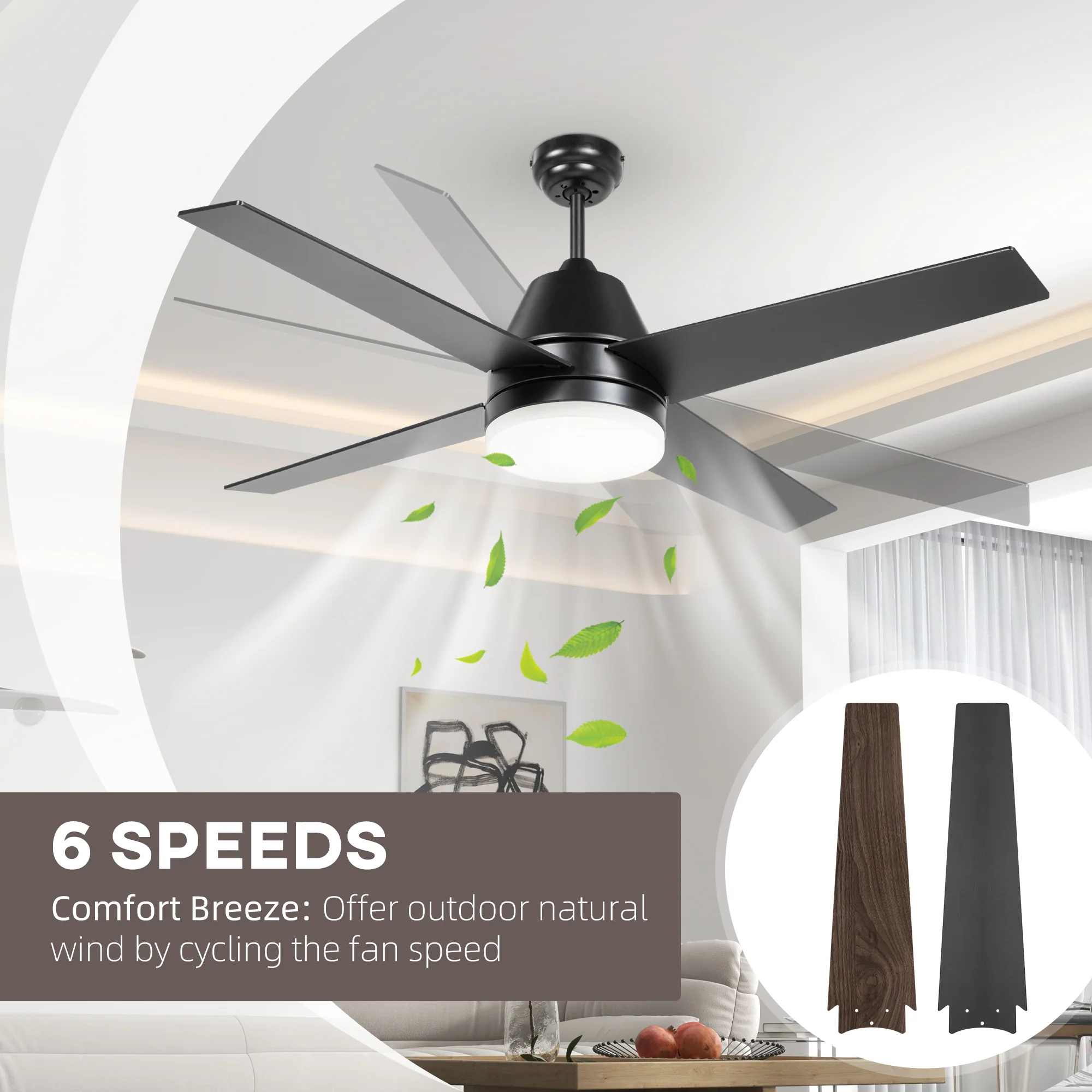 HOMCOM Mounting Reversible Ceiling Fan with Light, Remote - Image 3