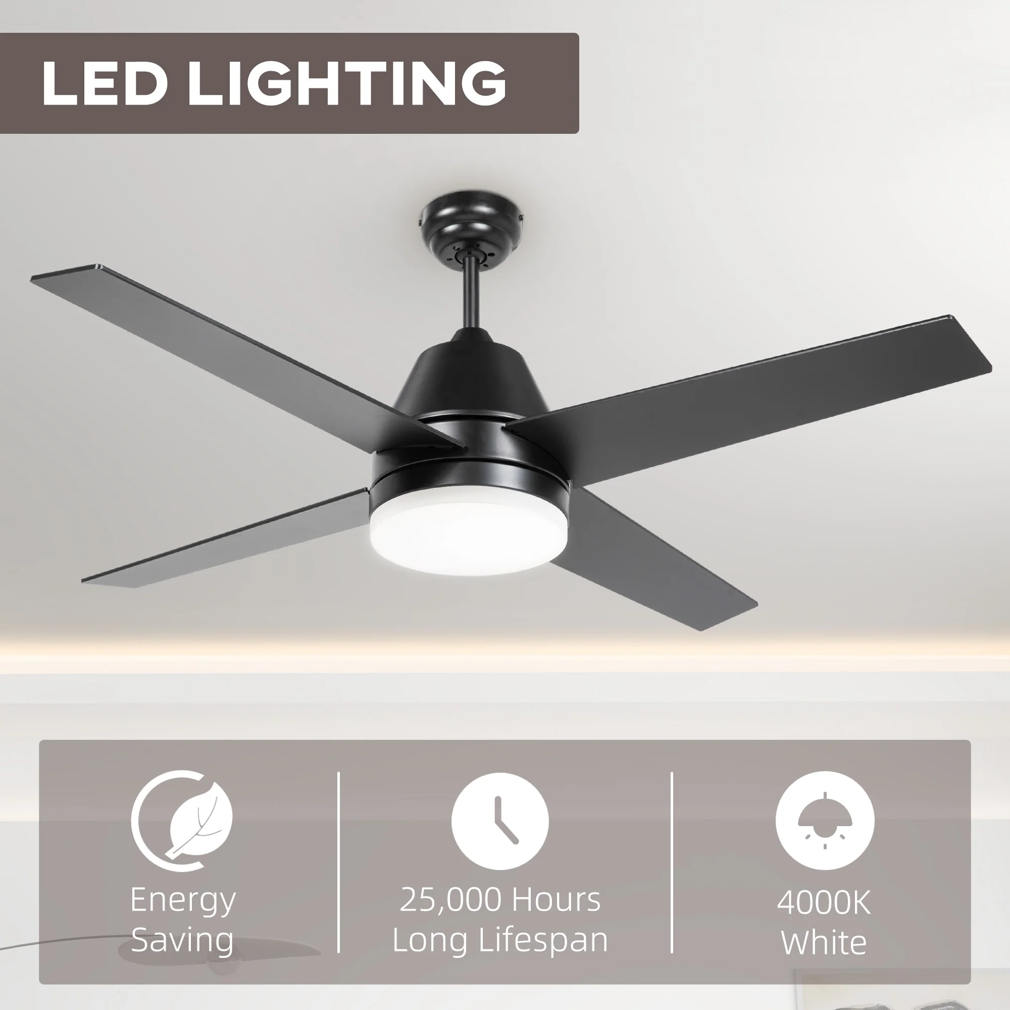 HOMCOM Mounting Reversible Ceiling Fan with Light, Remote - Image 4