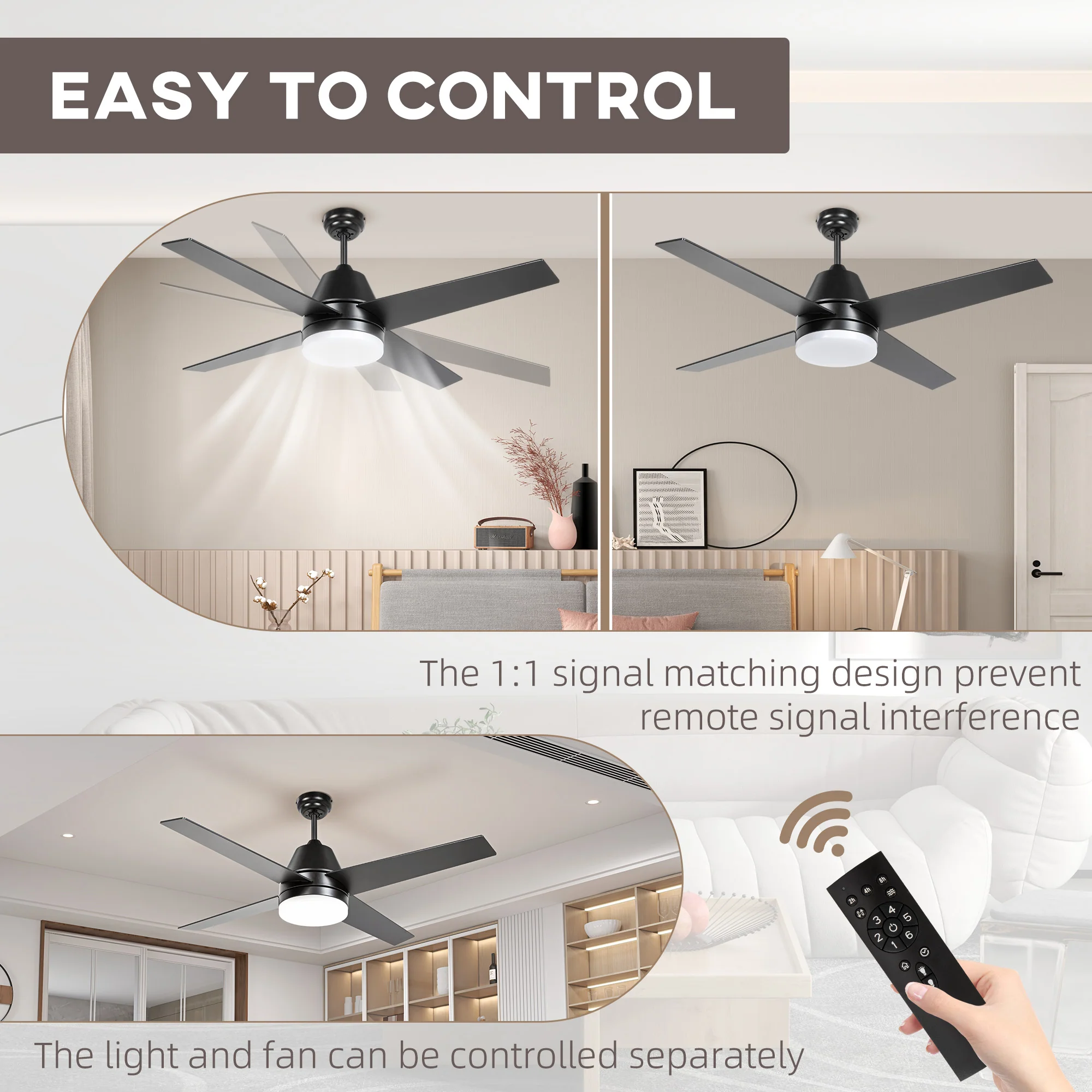 HOMCOM Mounting Reversible Ceiling Fan with Light, Remote - Image 9