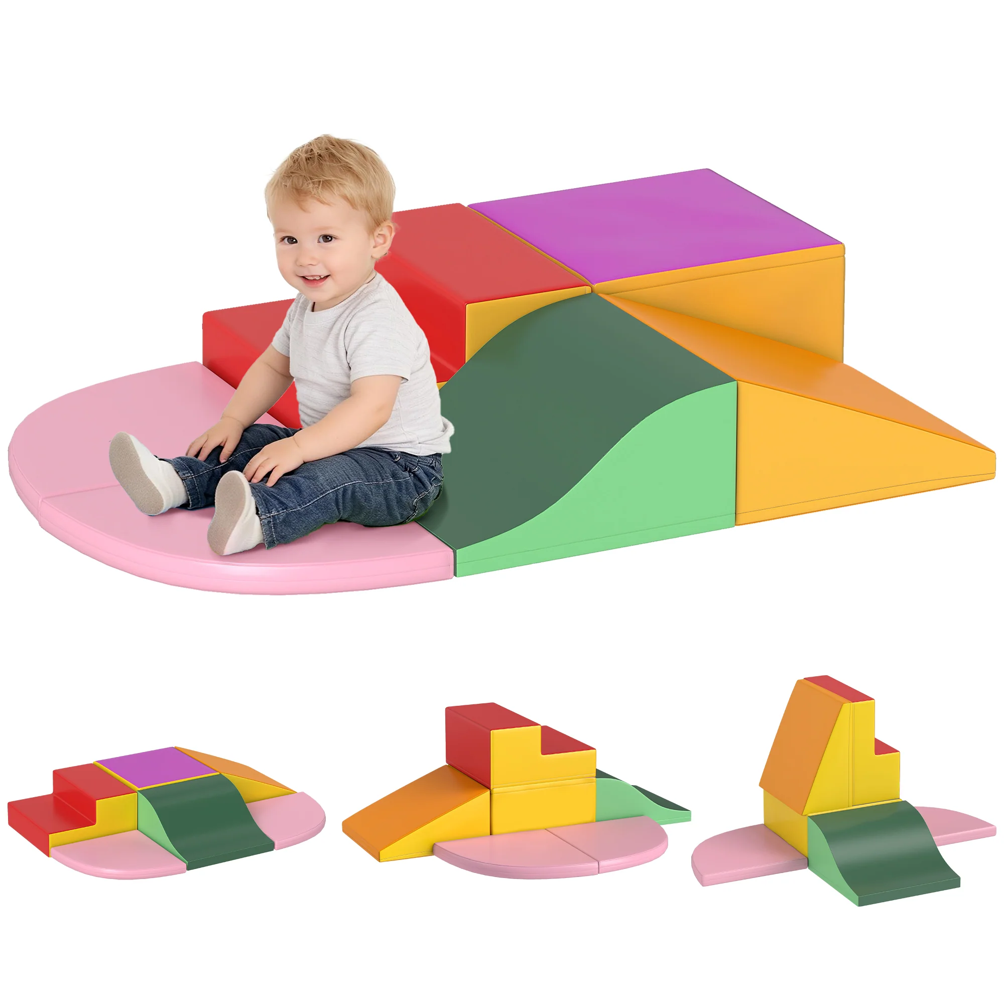 HOMCOM Multi-coloured 6 Piece Soft Play Equipmemt For Kids Climb And Crawl - Image 2