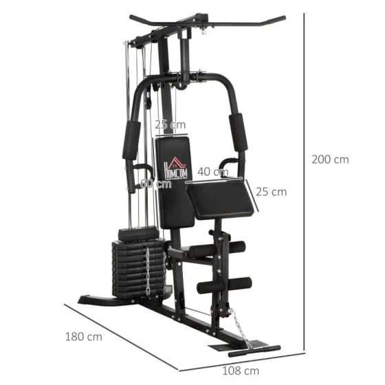 HOMCOM Multi Home Gym Machine with 45kg Weight Stack for Full Body Workout - Image 3