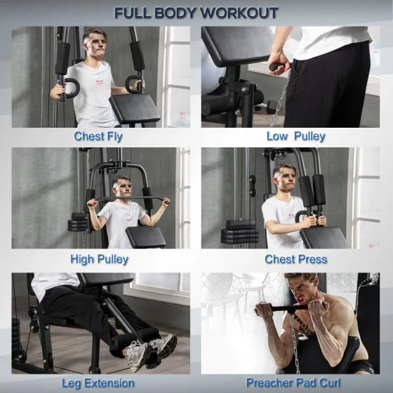 HOMCOM Multi Home Gym Machine with 45kg Weight Stack for Full Body Workout - Image 4