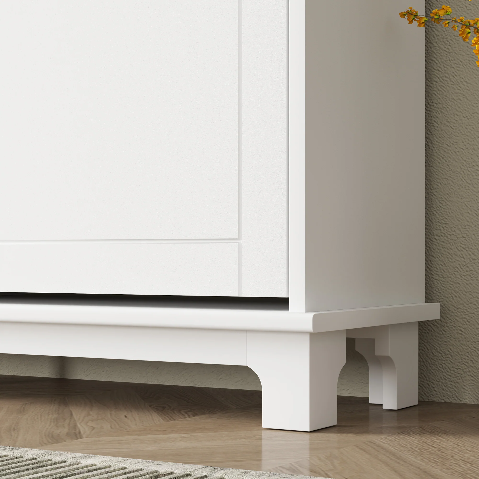 HOMCOM Narrow Shoe Cabinet With 4 Flip Drawers Adjustable Shelves - Image 18