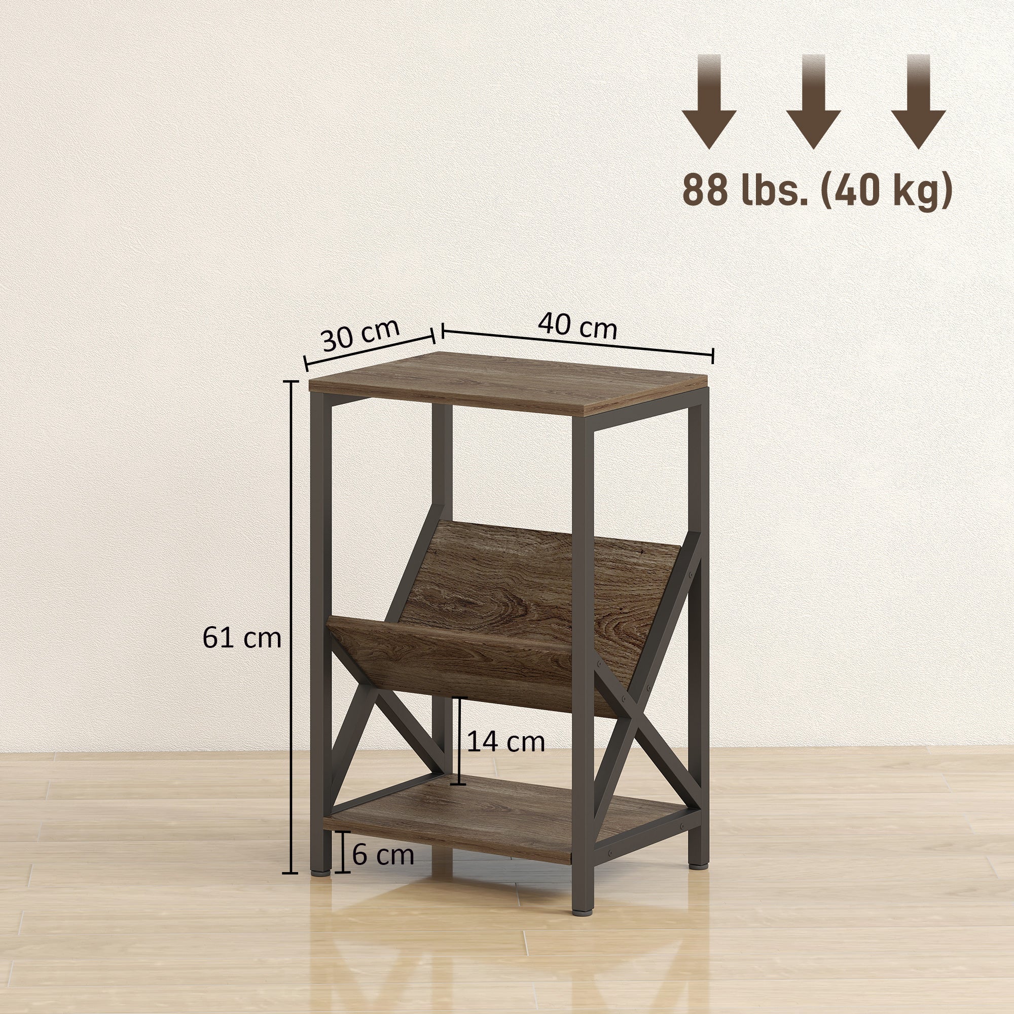 HOMCOM Narrow Side Table, End Table with 3-Tier Storage for Living Room - Image 5