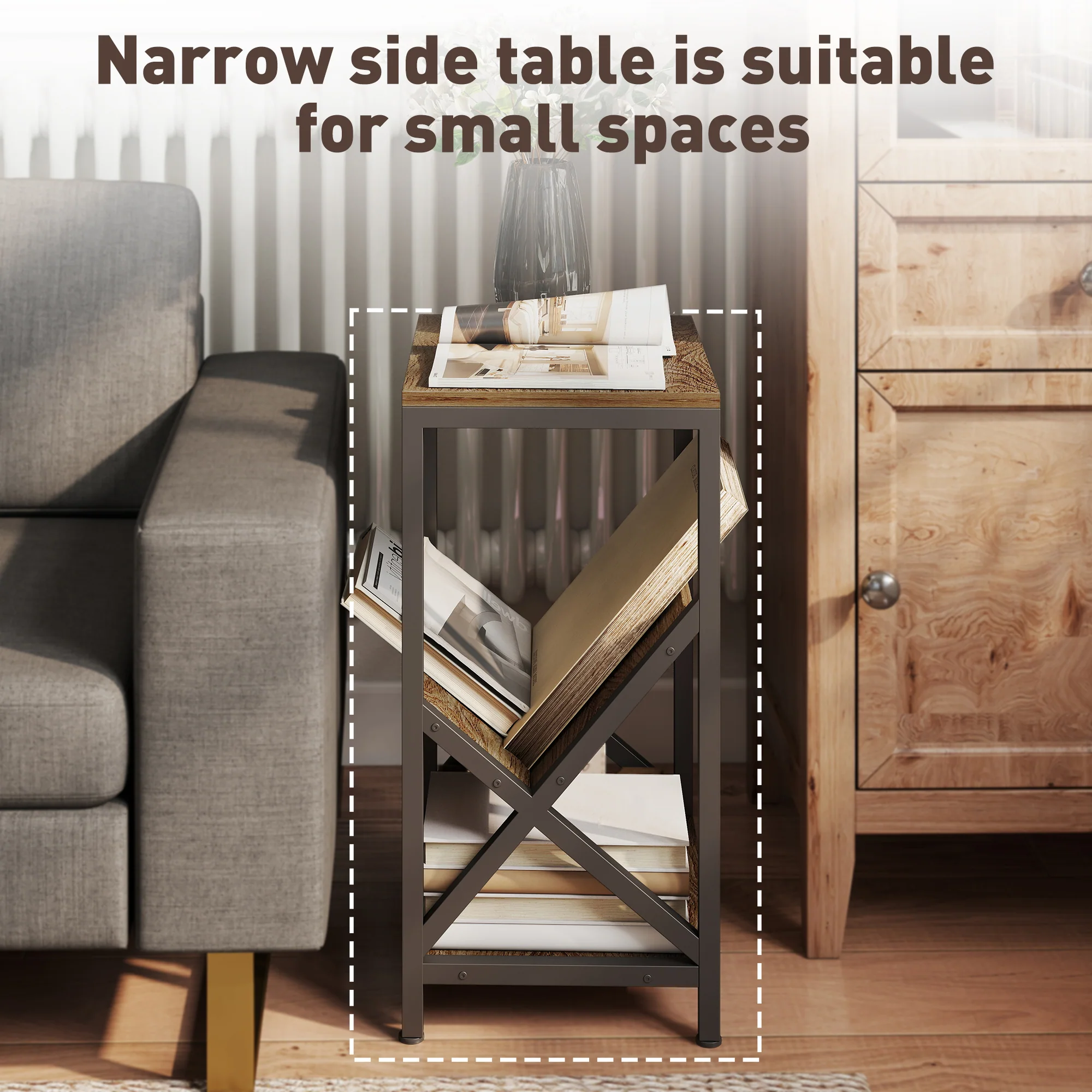 HOMCOM Narrow Side Table, End Table with 3-Tier Storage for Living Room - Image 6