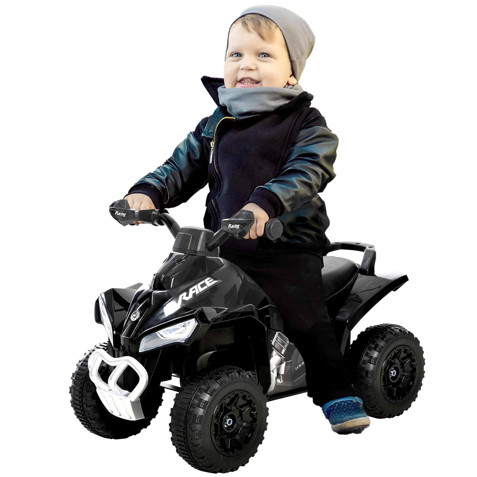 HOMCOM No Power Quad Toddler Ride On Car Foot-to-Floor Sliding Black - Image 2