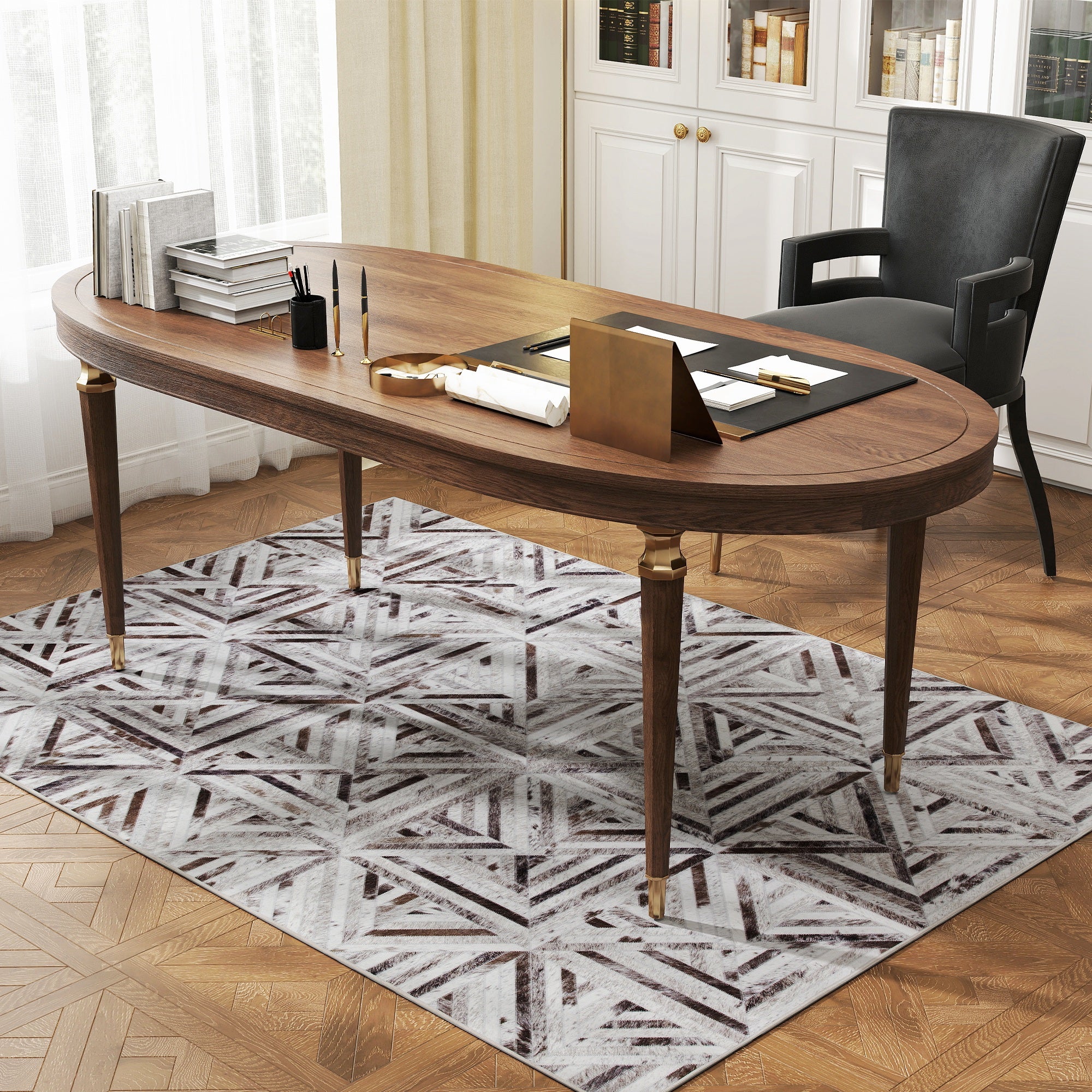 HOMCOM Non-Slip Washable Rug, Chenille Floor Carpet For Living Room, - Image 9