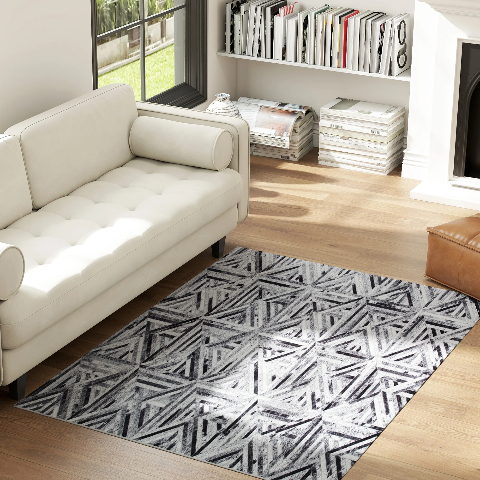 HOMCOM Non-Slip Washable Rug, Chenille Floor Carpet For Living Room, - Image 2