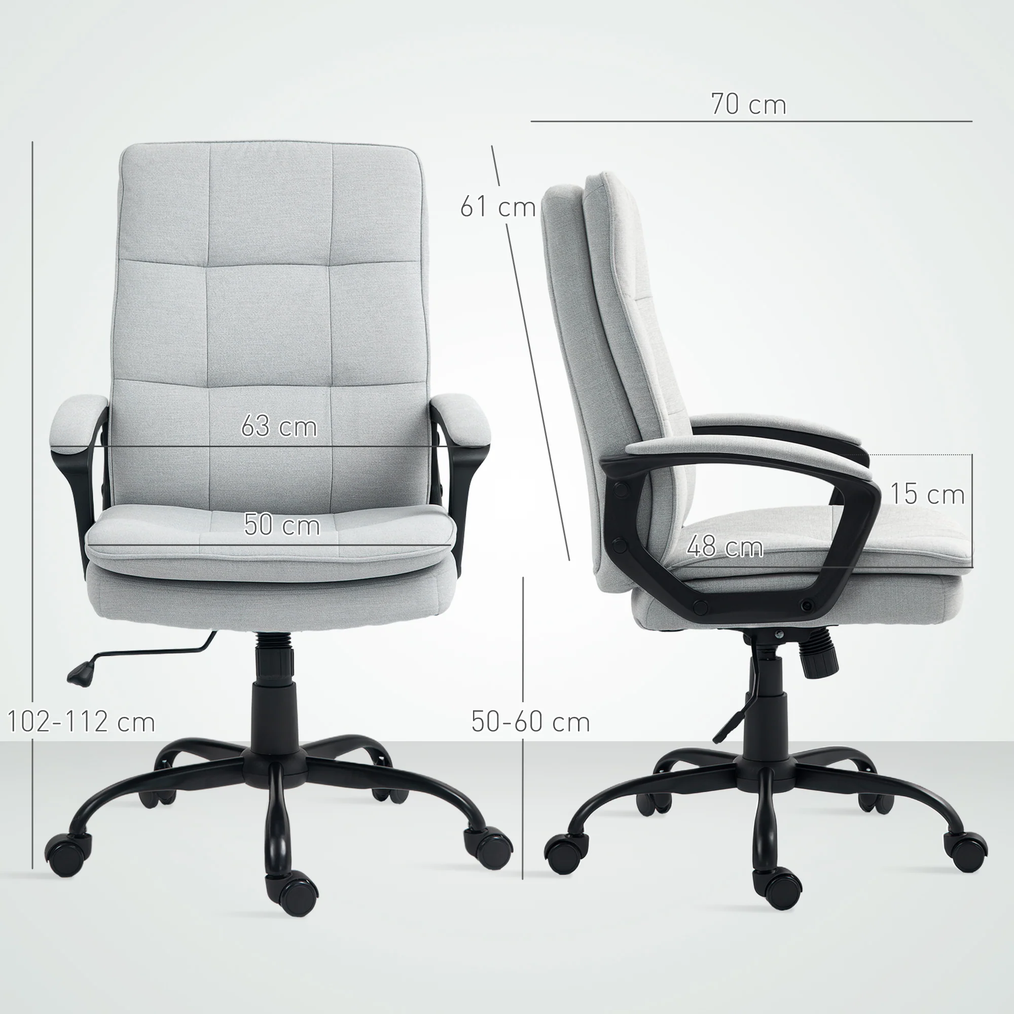HOMCOM Office Chair, Computer Desk Chair with Dual-Layer Padding, Grey - Image 5