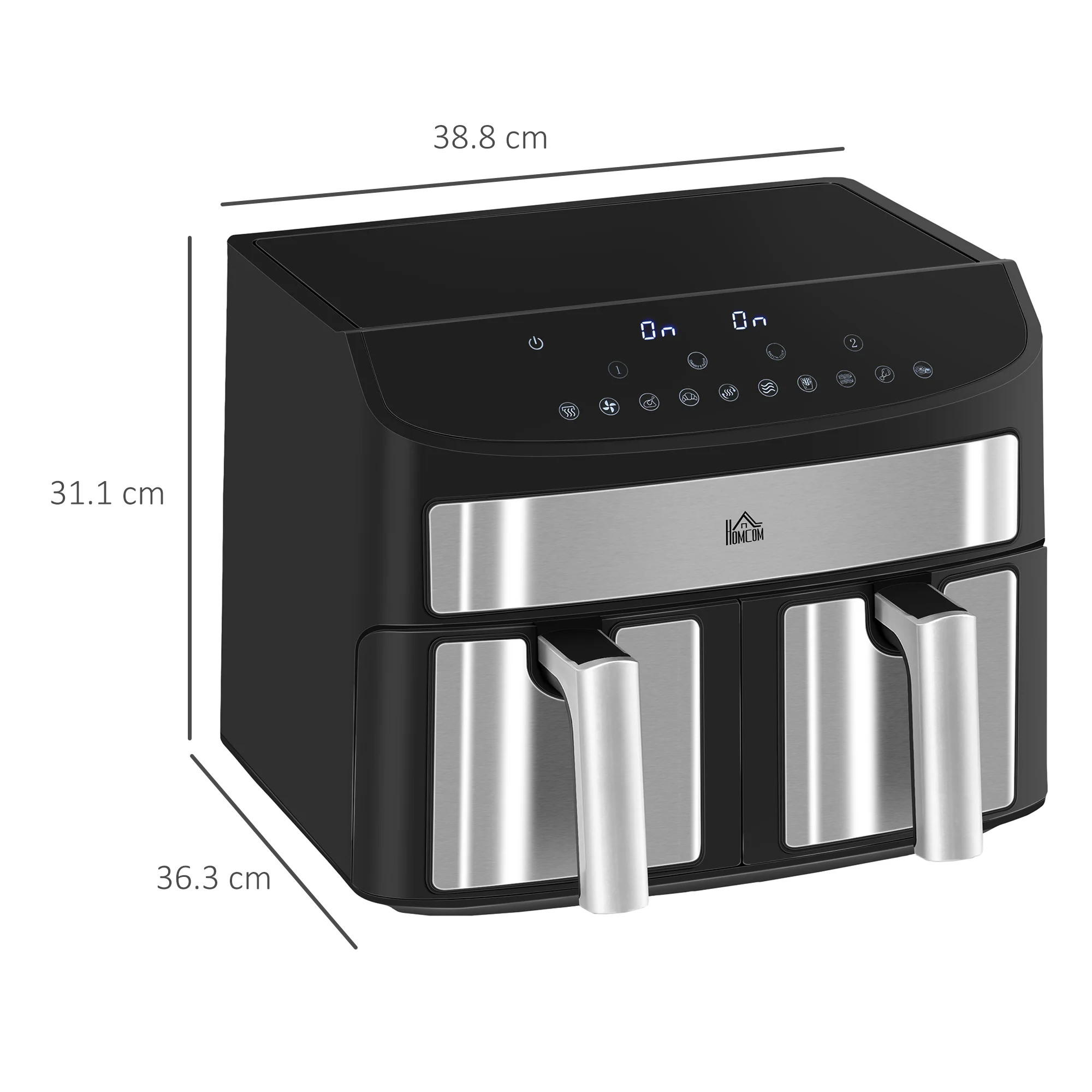 HOMCOM Oil Free Dual Air Fryer 10-in-1 8L W/ Sync Cook & Sync Finish Timer 2400W - Image 5