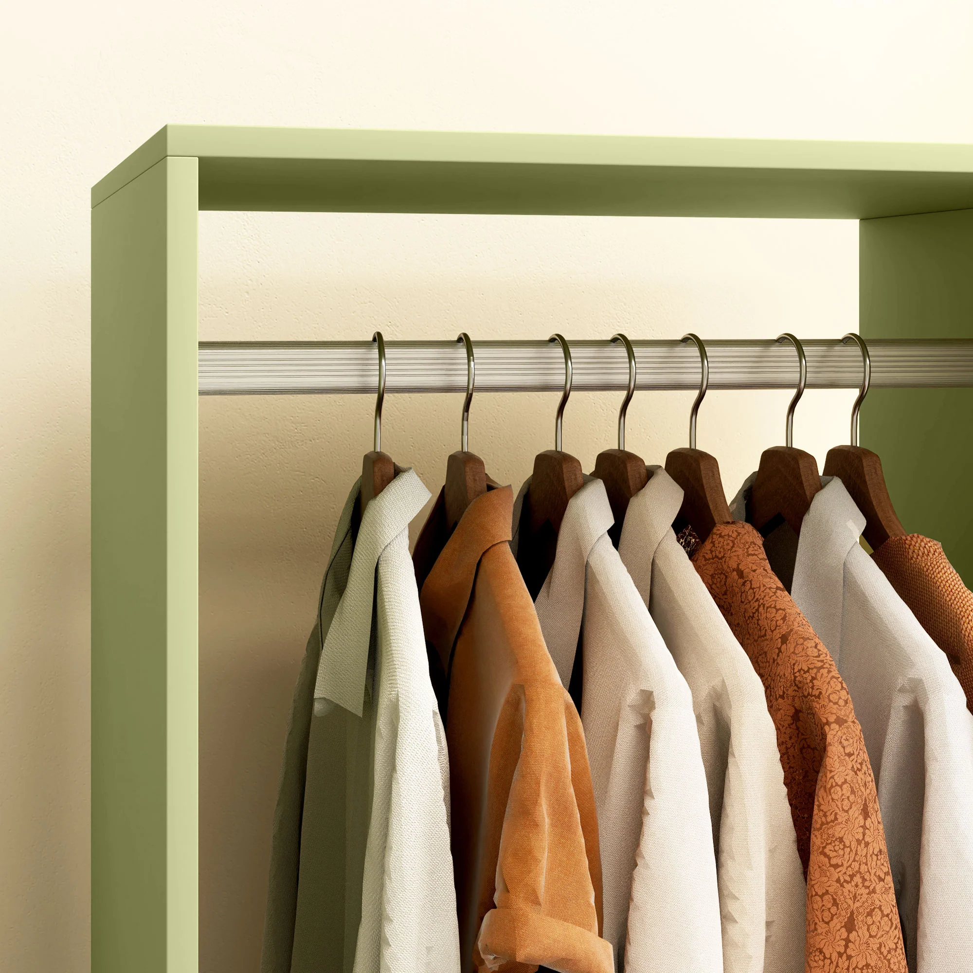 HOMCOM Open Wardrobe Clothes Rail Bedroom Clothes Storage Rod Shelves Green - Image 9