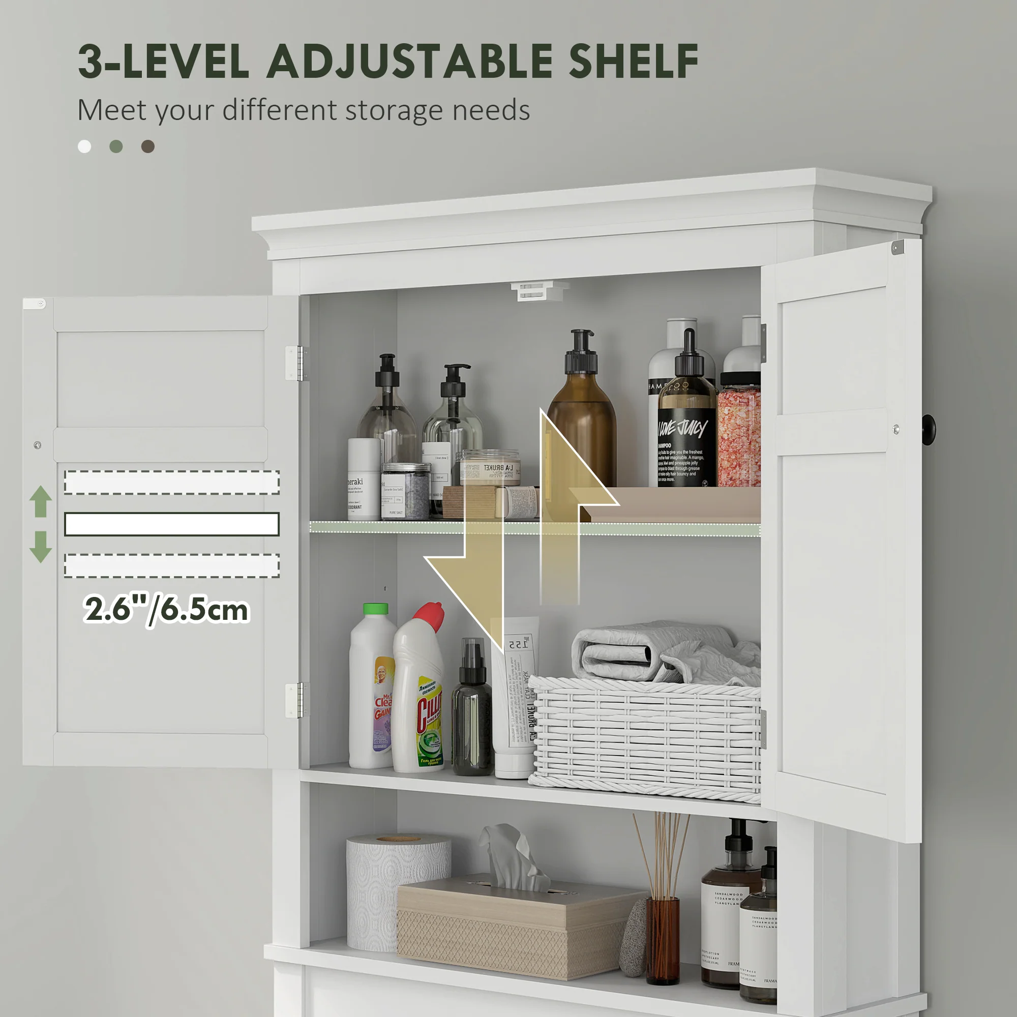 HOMCOM Over Toilet Storage Unit 3-Tier Freestanding Washing Machine Cabinet - Image 7