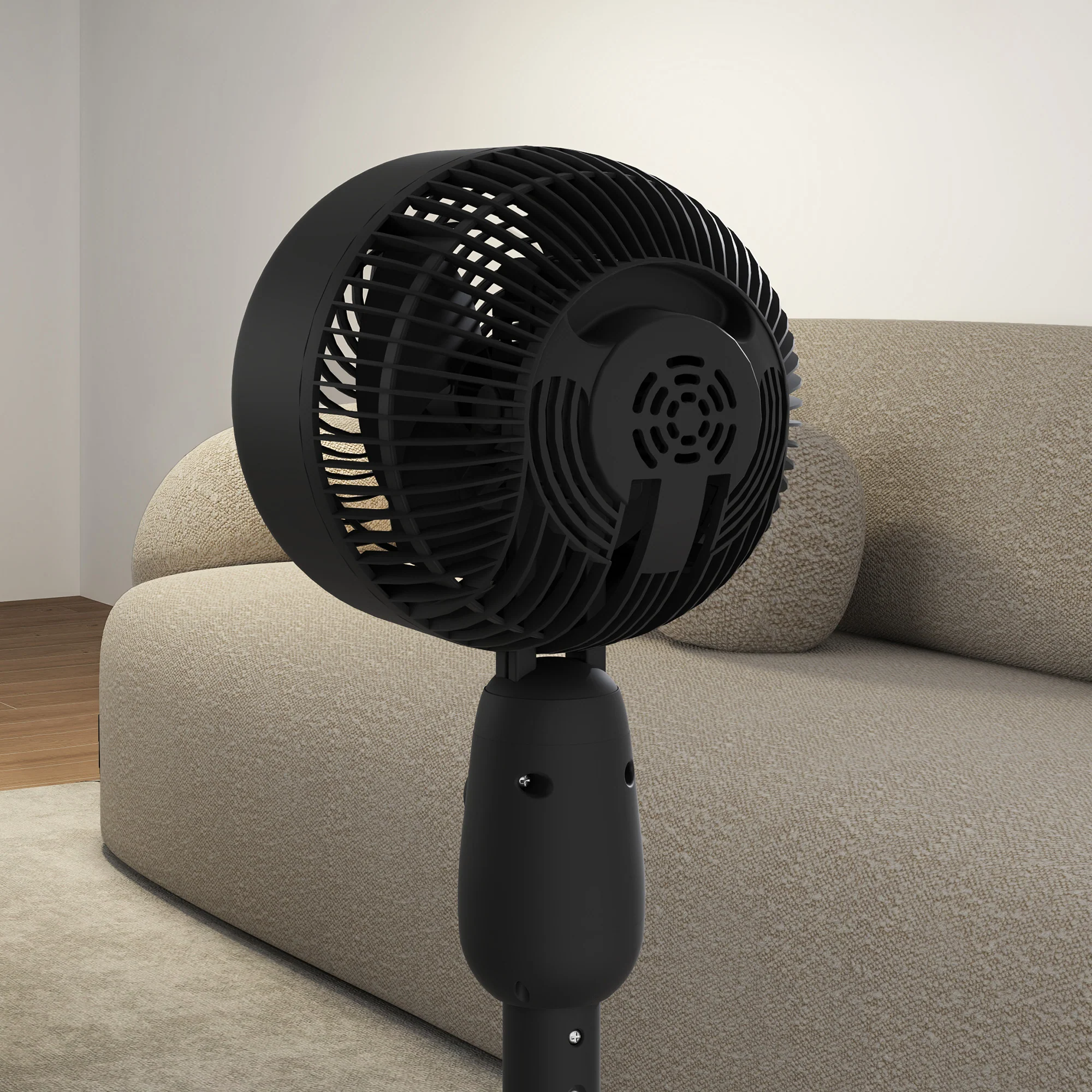 HOMCOM Pedestal Fan for Bedroom, Powerful Air Circulator with 3 Speed, Black - Image 9