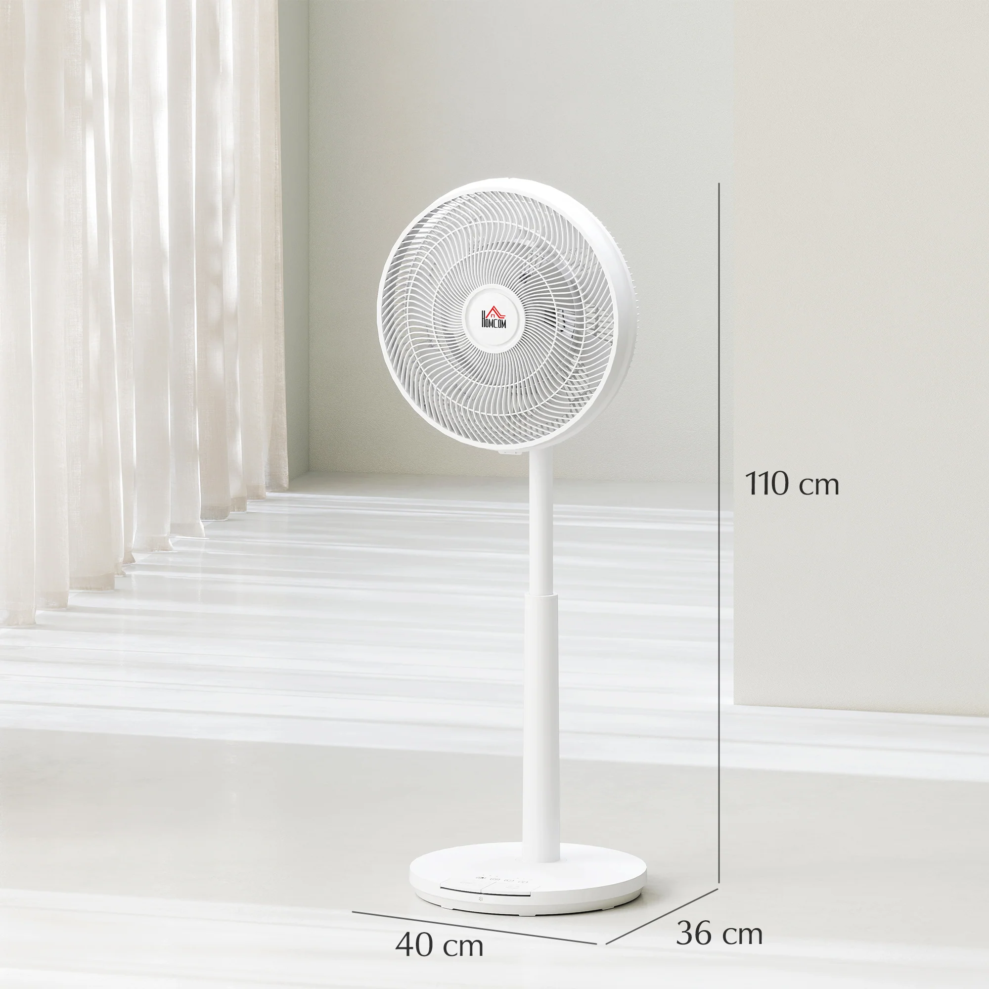 HOMCOM Pedestal Fan With Oscillating, Tilt, Adjustable Height, Timer - Image 14