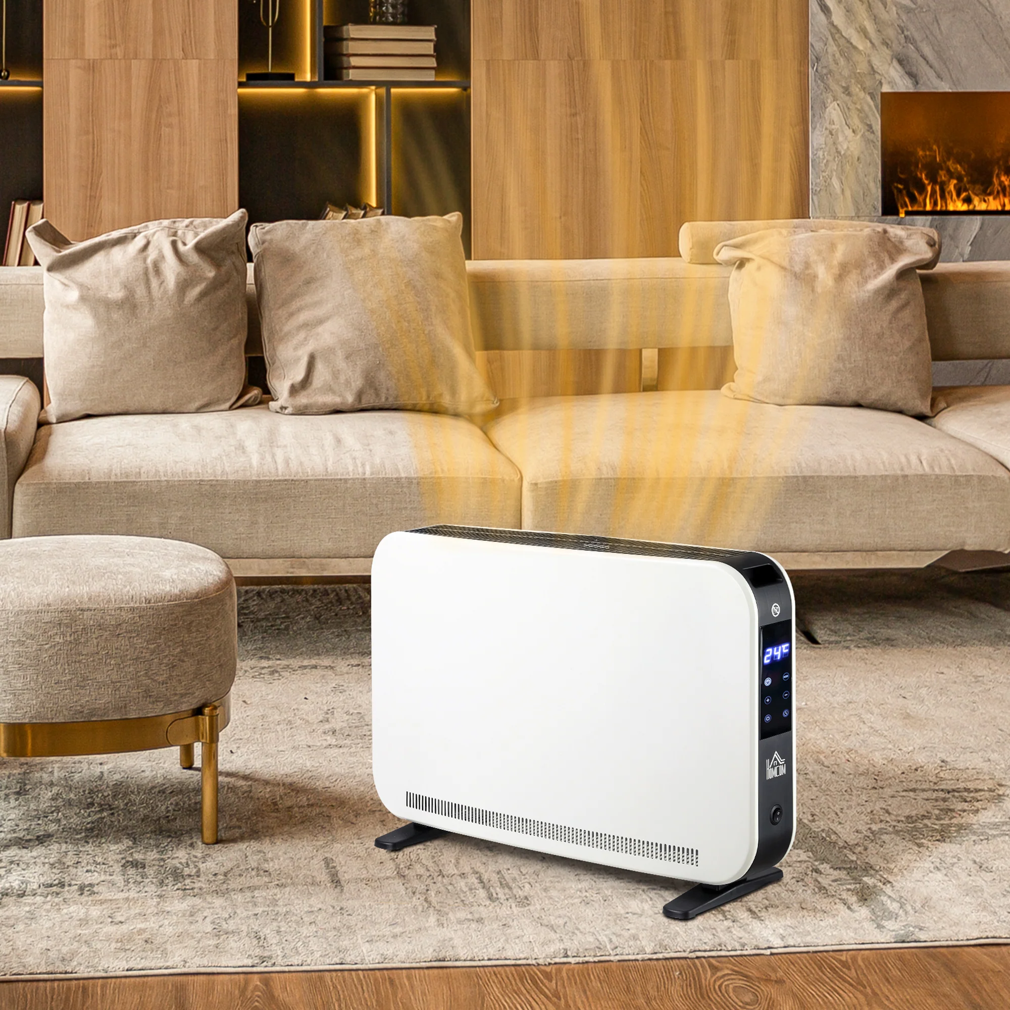 HOMCOM Portable Convector Heater with 24H Timer Adjustable Temperature White - Image 2