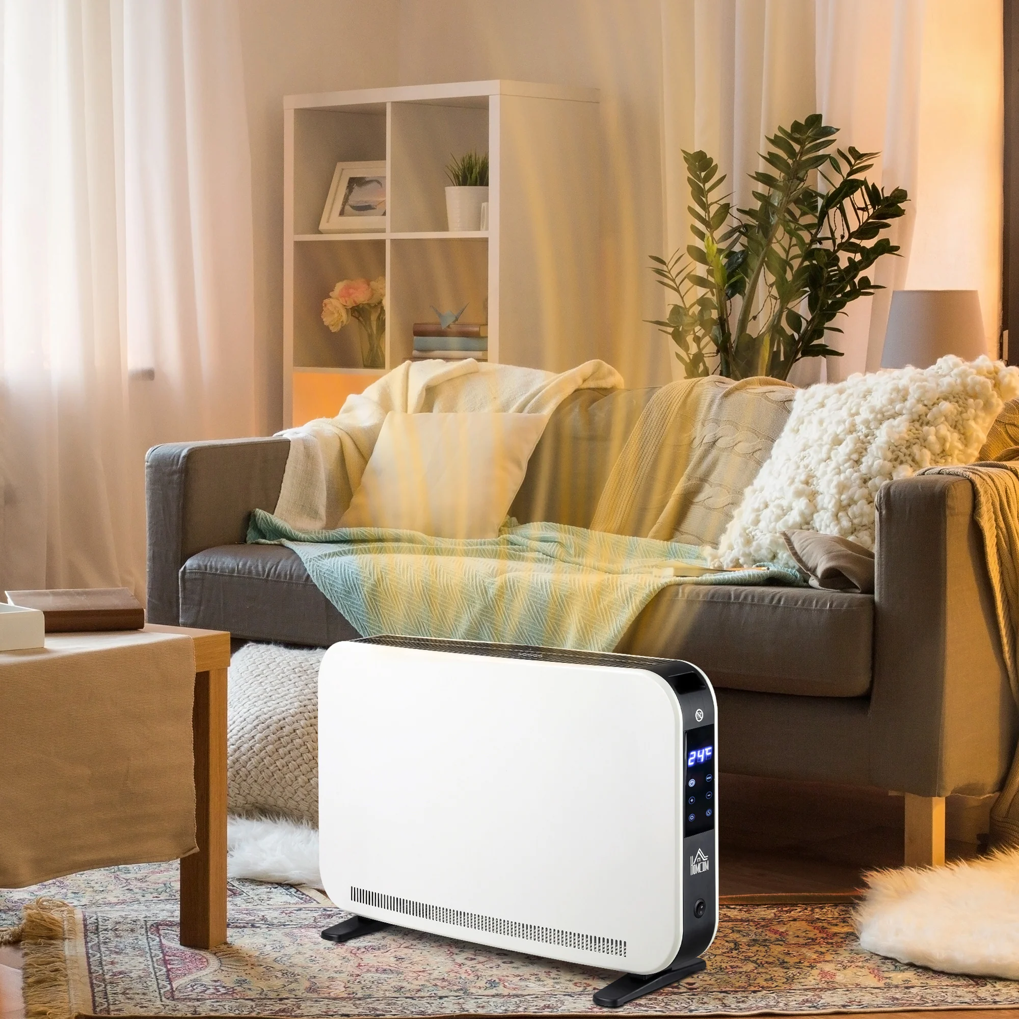 HOMCOM Portable Convector Heater with 24H Timer Adjustable Temperature White - Image 7