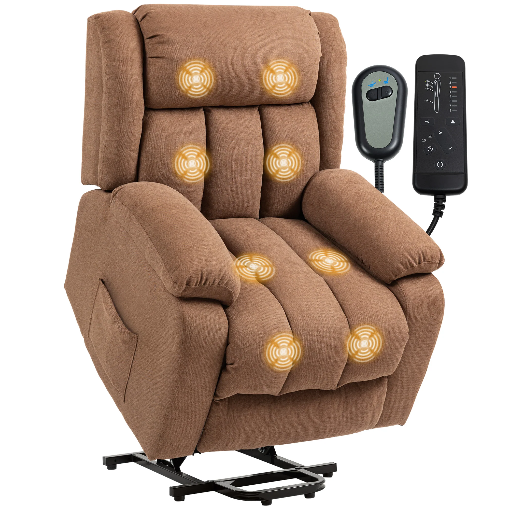 HOMCOM Power Lift Recliner Chair, Lift Chair For Elderly With Massage, Brown
