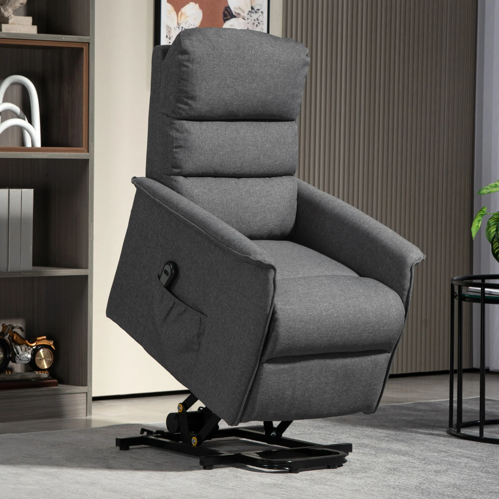 HOMCOM Power Lift Recliner Electric Reclining Chair With Remote Dark Grey - Image 2