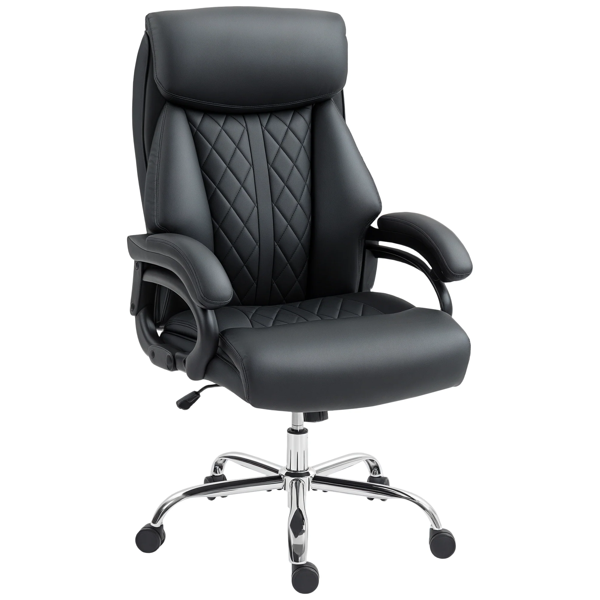 HOMCOM PU Leather Office Chair With Spring Padding Swivel Wheels
