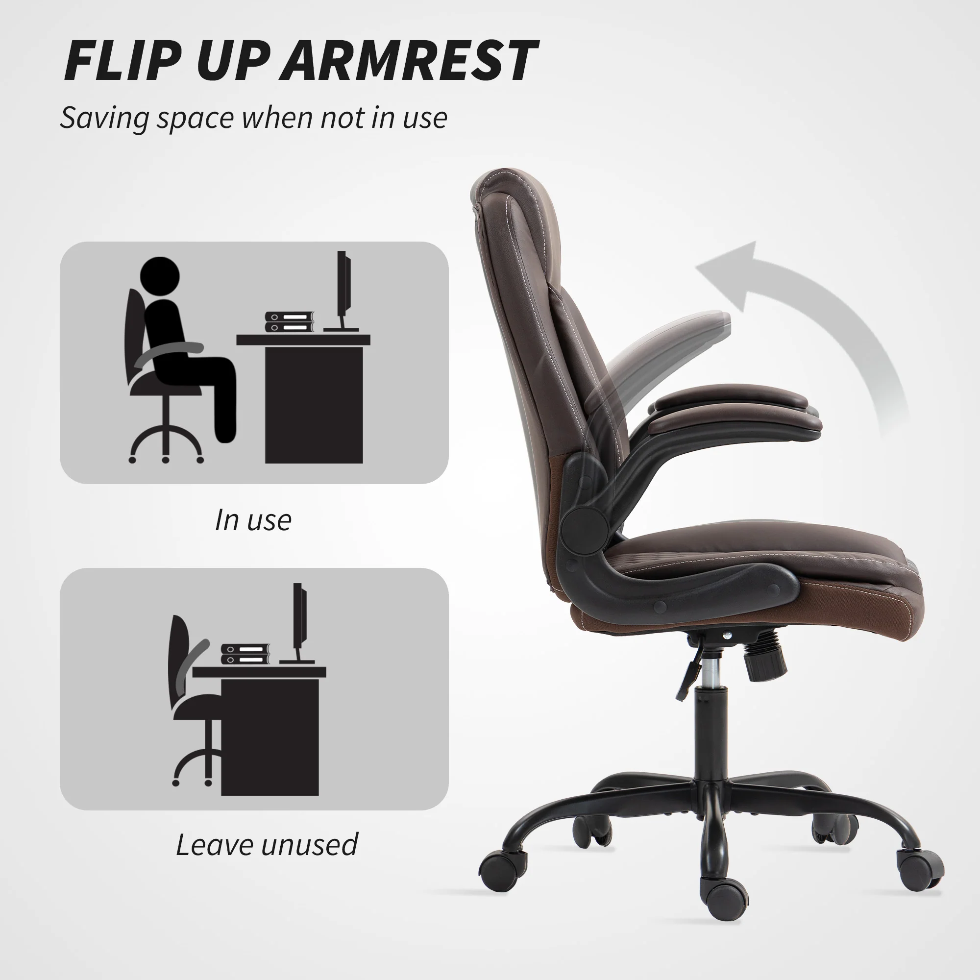 HOMCOM PU Leather Office Desk Chair With Thick Cushion - Image 16