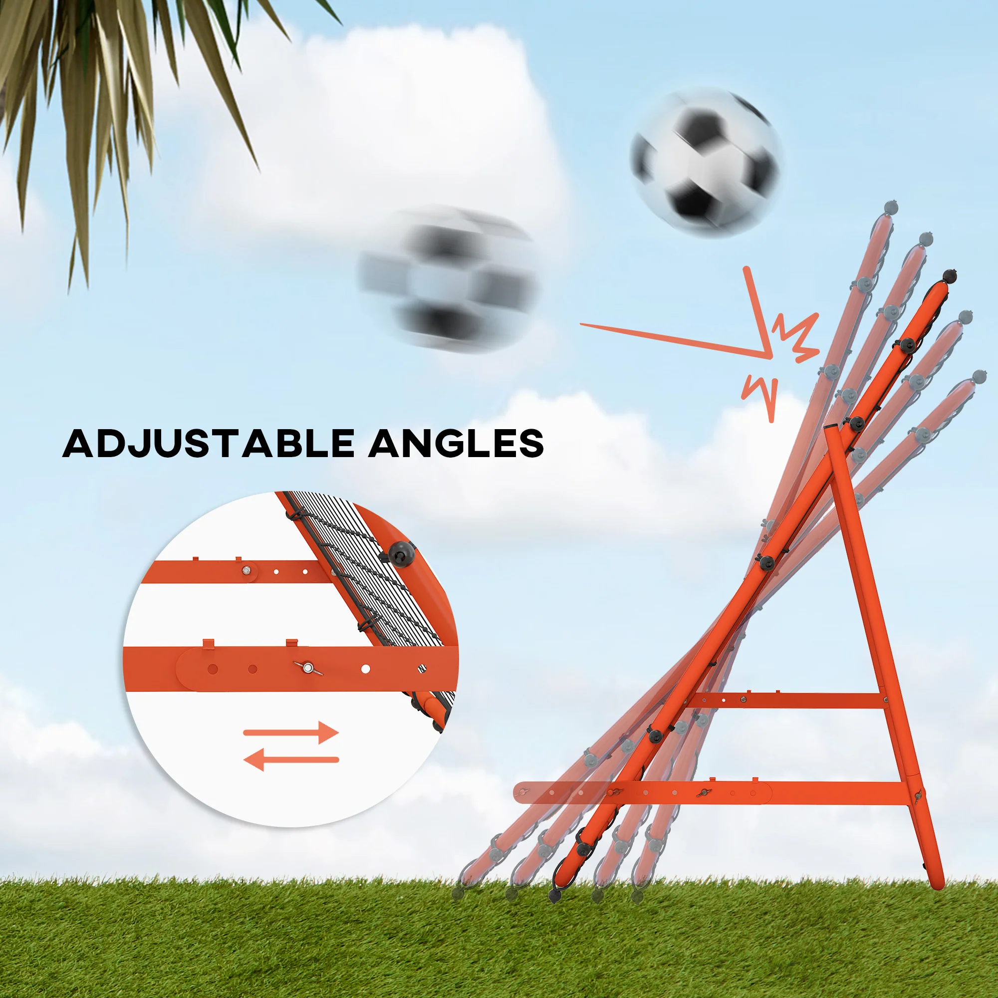 HOMCOM Rebounder Net Kids Adults Football Training Aid Adjustable Red - Image 3
