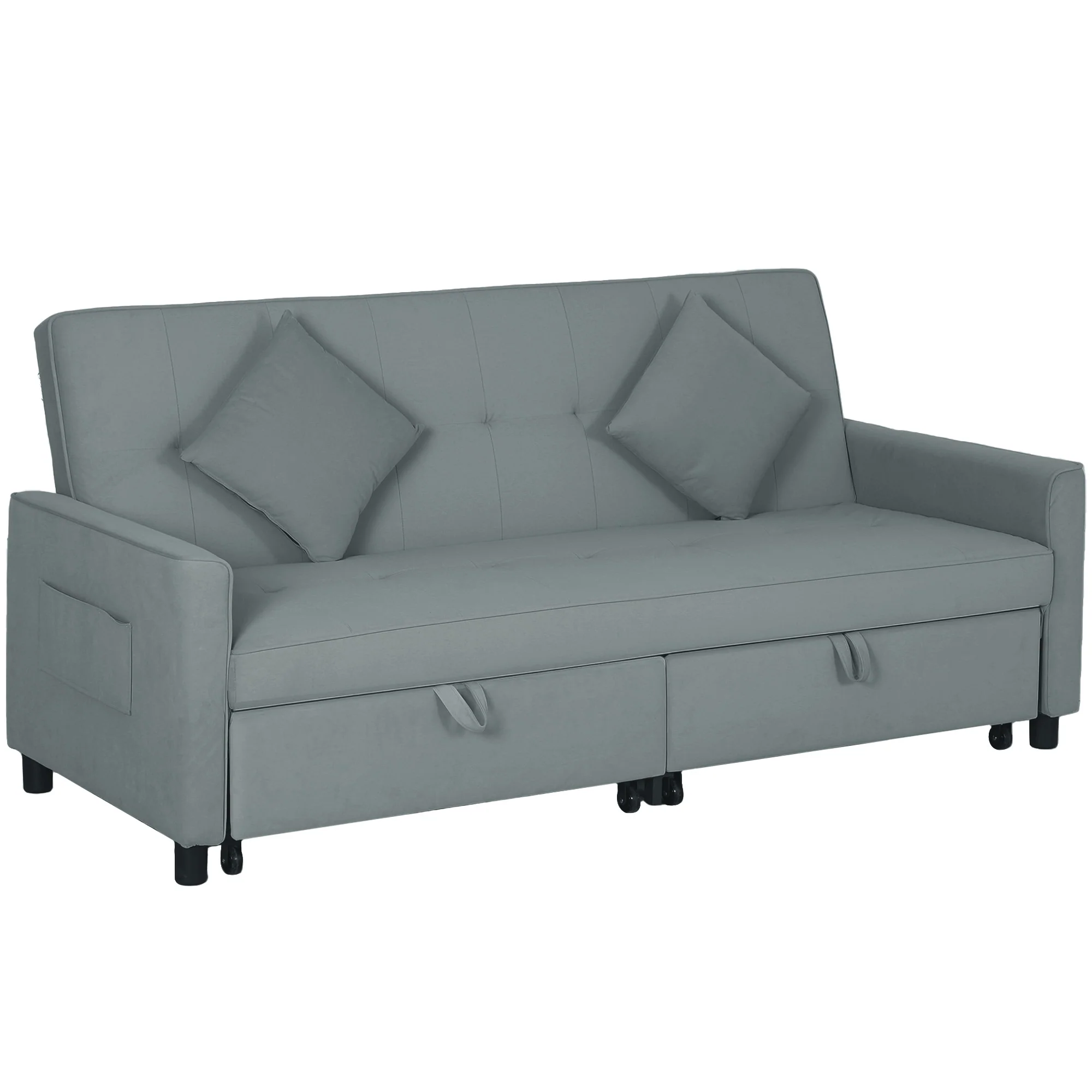 HOMCOM Reversible L-Shaped Sectional Sofa Bed with Cushions - Image 10