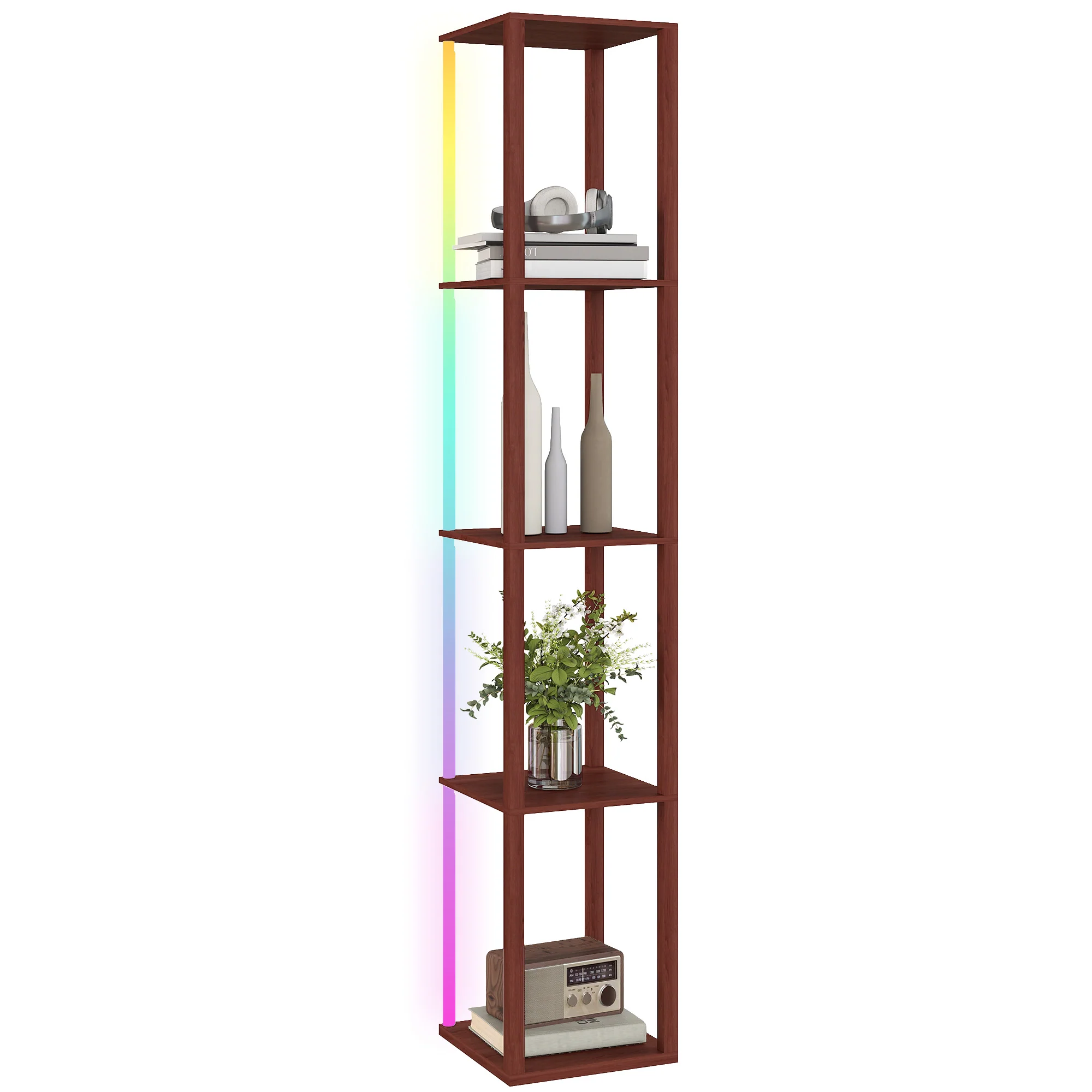 HOMCOM RGB LED Floor Lamp With Shelves And Remote Control For Bedroom - Image 19
