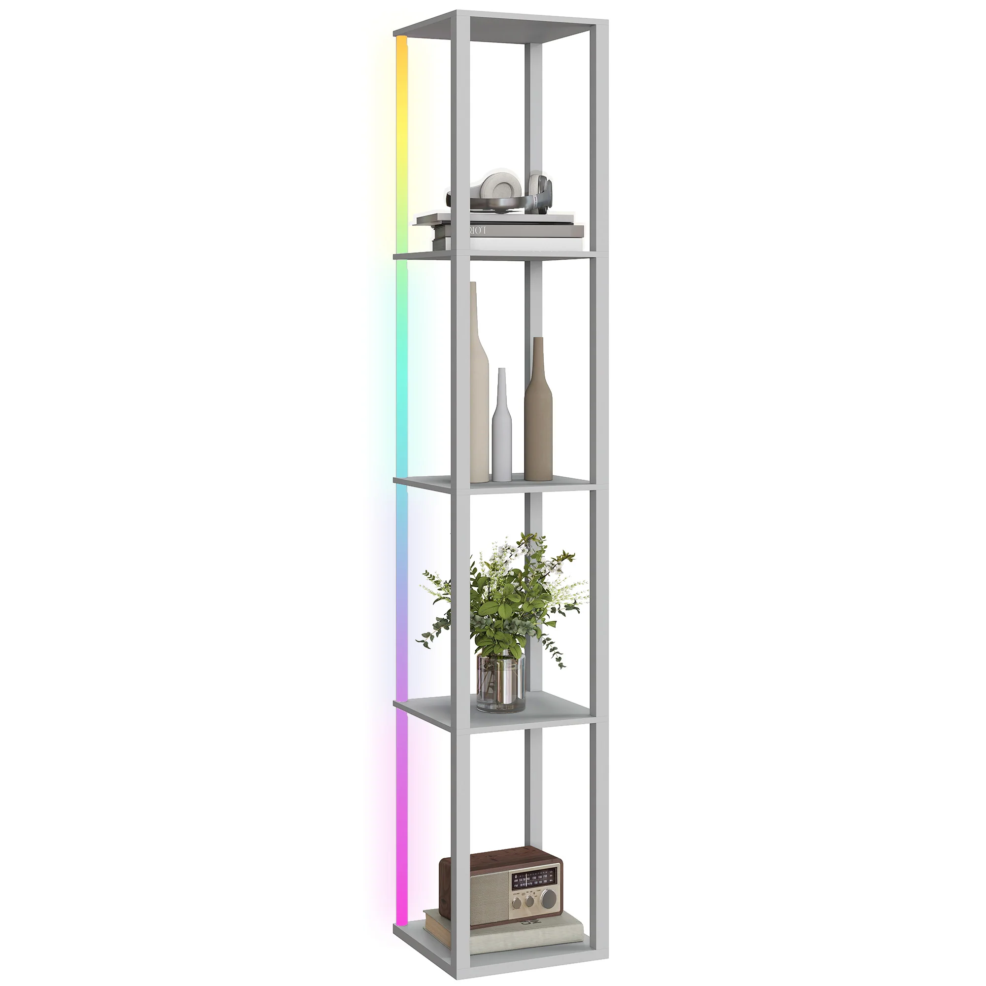 HOMCOM RGB LED Floor Lamp With Shelves And Remote Control For Bedroom - Image 28
