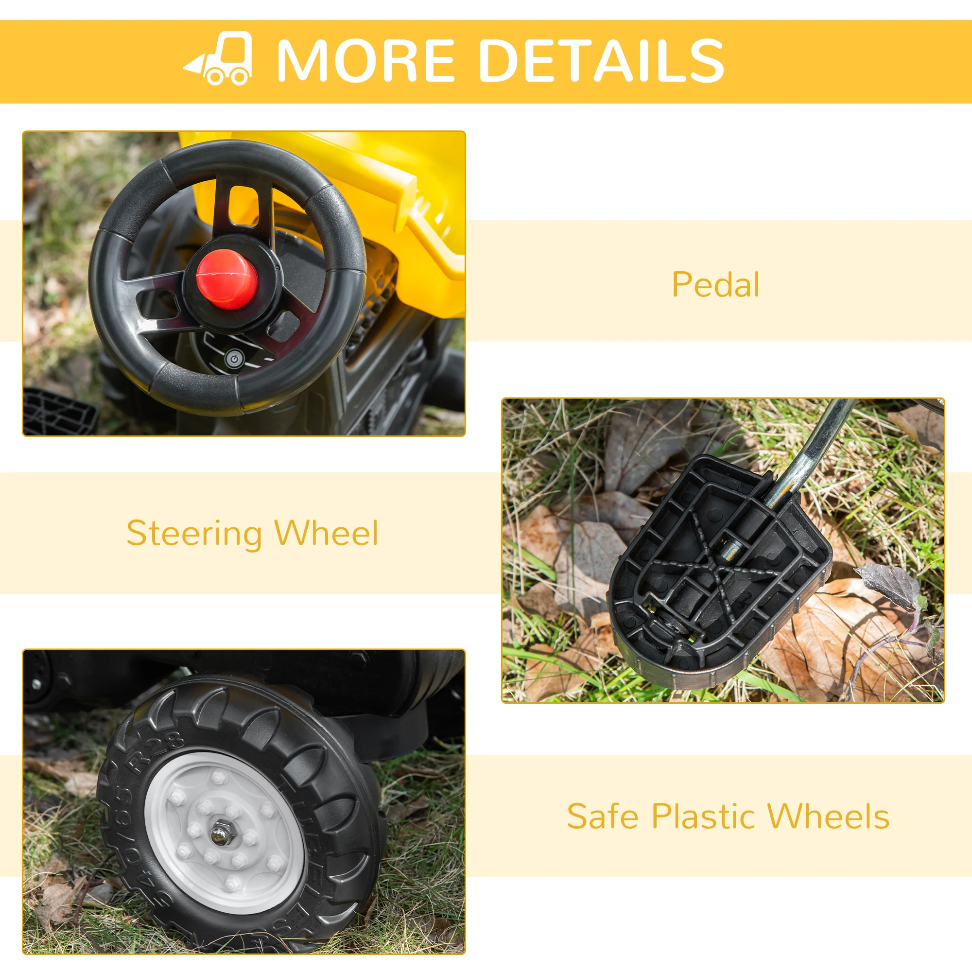 HOMCOM Ride On Tractor No Power For Kids With Manual Control Bucket - Image 7