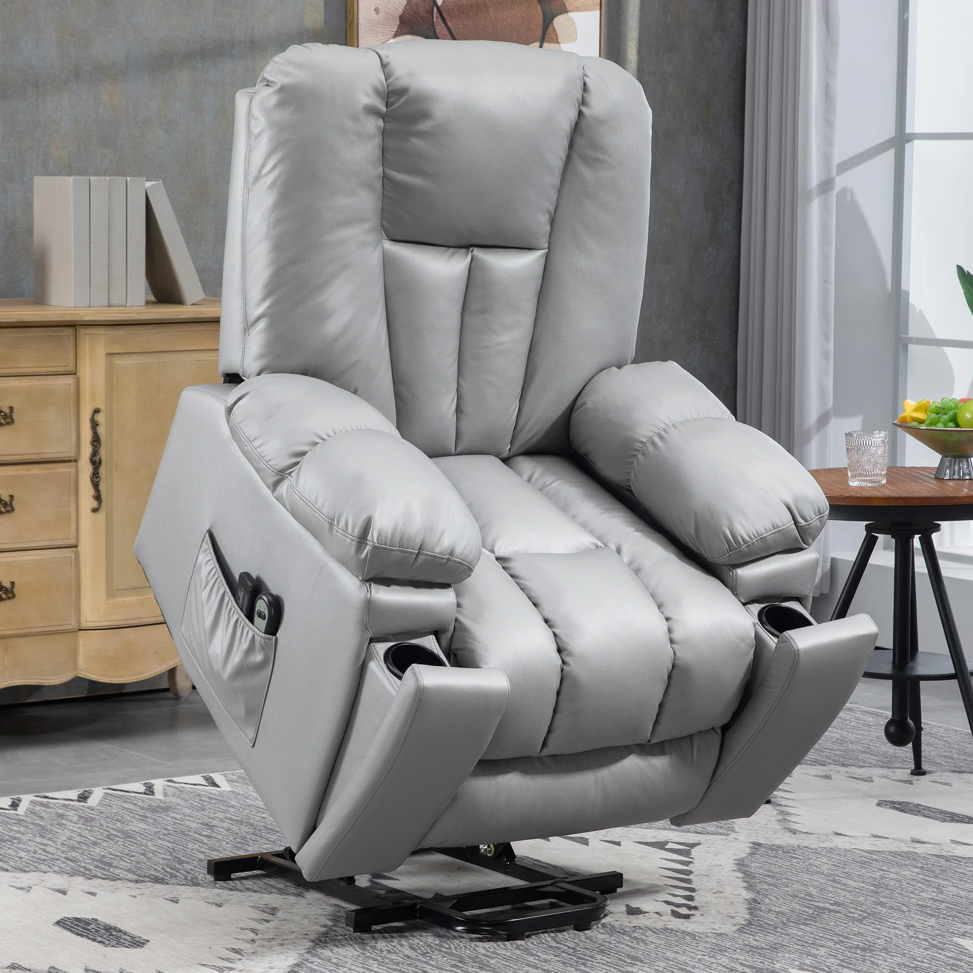 HOMCOM Riser And Recliner Chair For Elderly, Quick Assembly, Light Grey/Charcoal Grey - Image 11