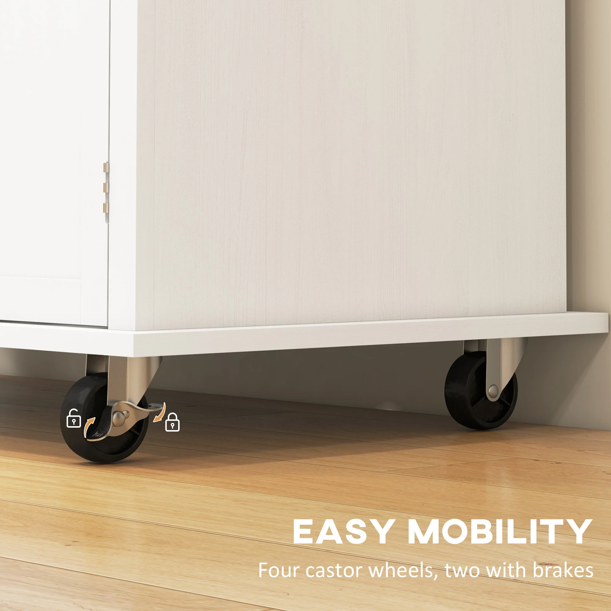 HOMCOM Rolling Kitchen Island Cart with Rubber Wood Top - Image 16