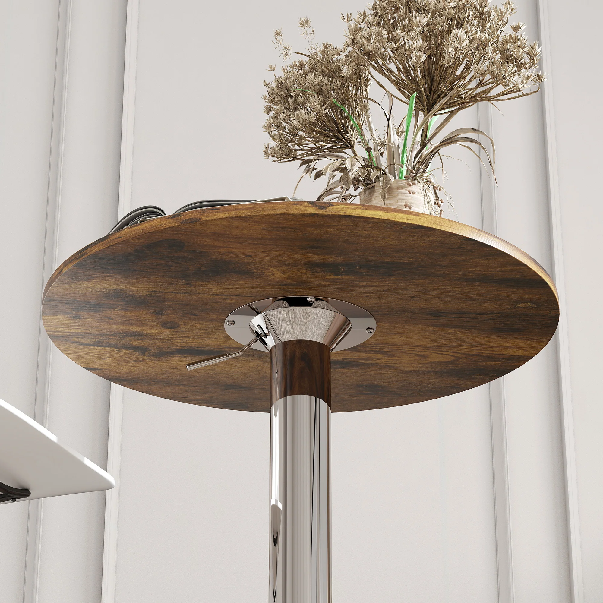 HOMCOM Round Bar Table, Swivel Bistro Table With Adjustable Height - Image 9