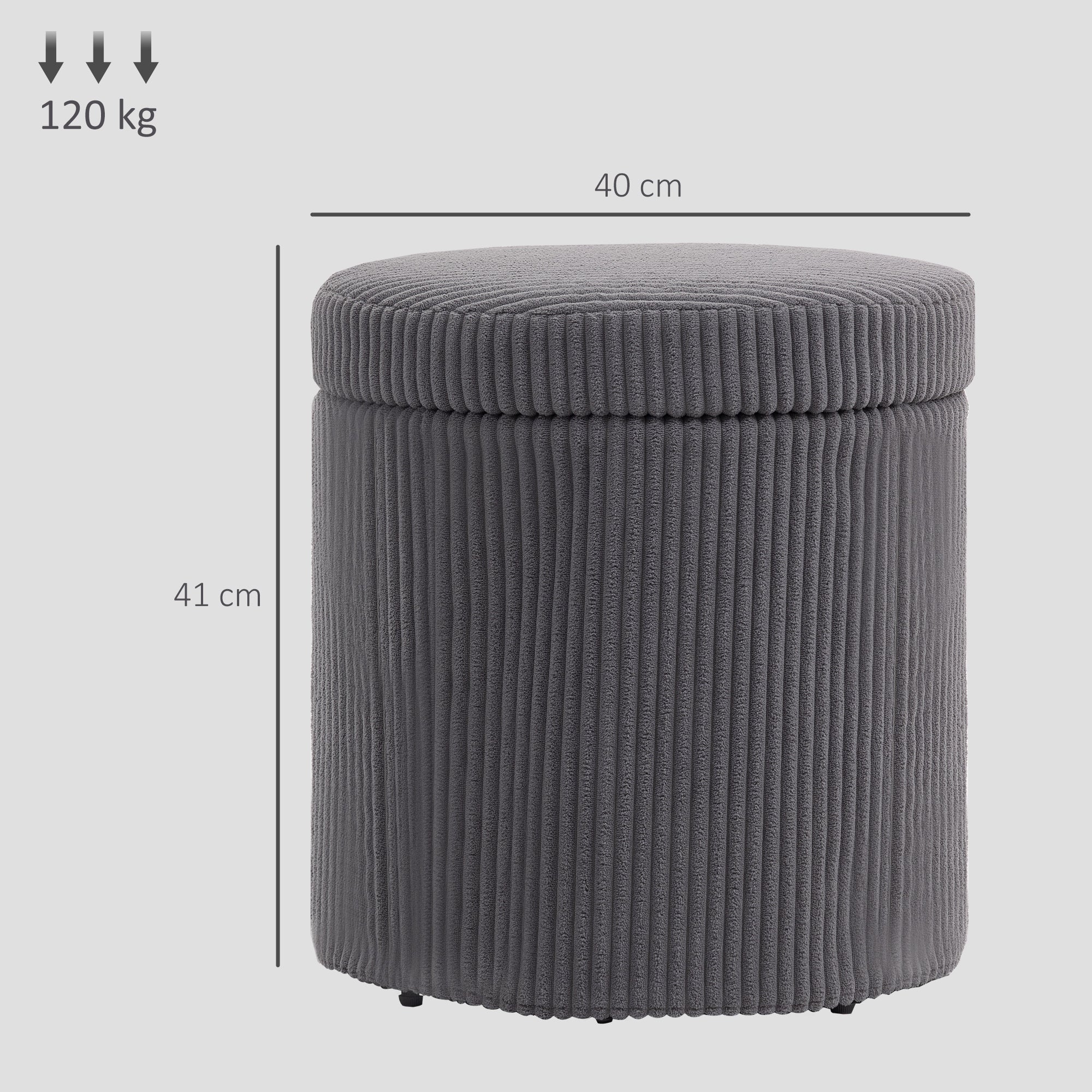 HOMCOM Round Storage Ottoman with Lid, Vanity Stool with Storage - Image 14