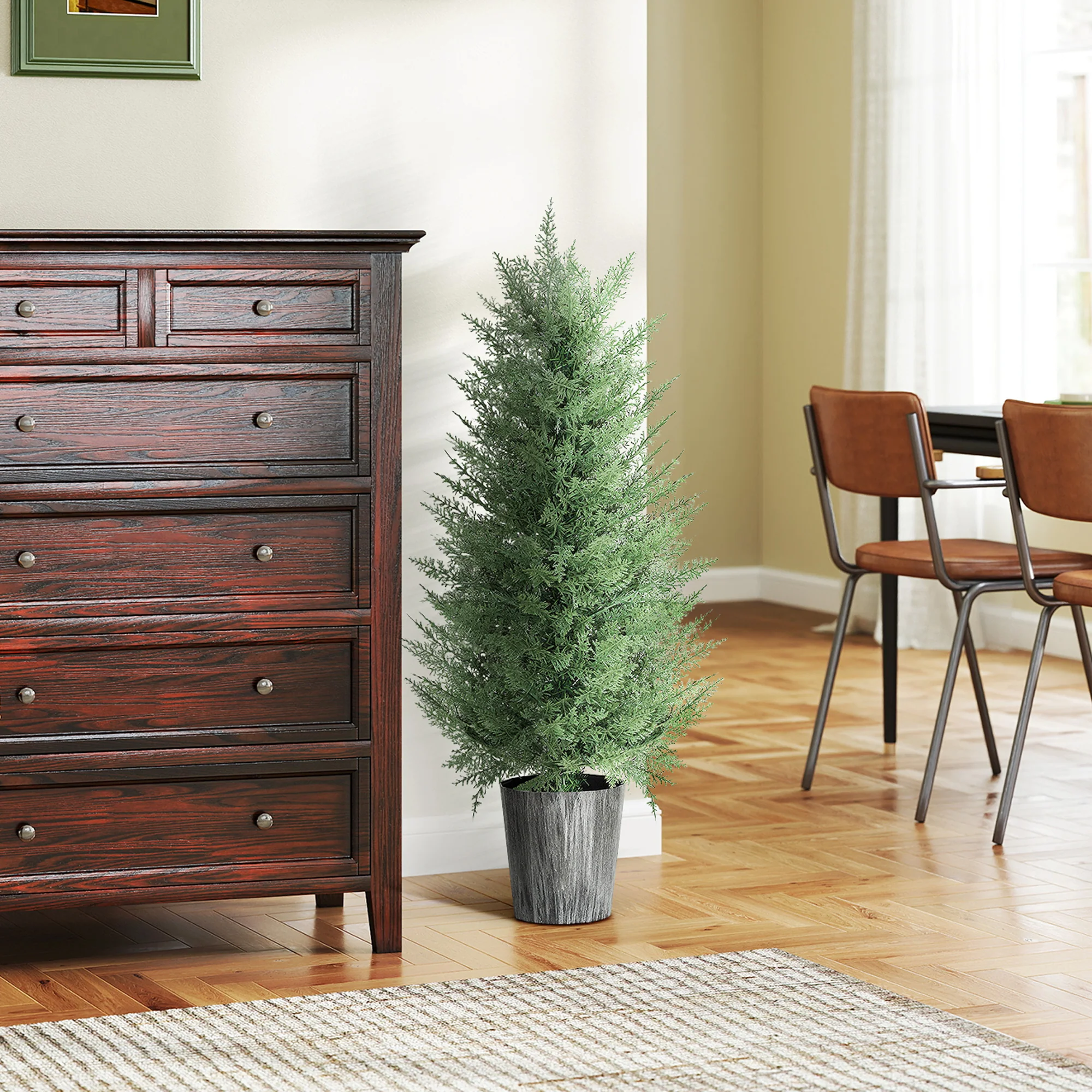 HOMCOM Set Of 2 Artificial Cypress Trees With PE Leaves For Indoor Outdoor - Image 7