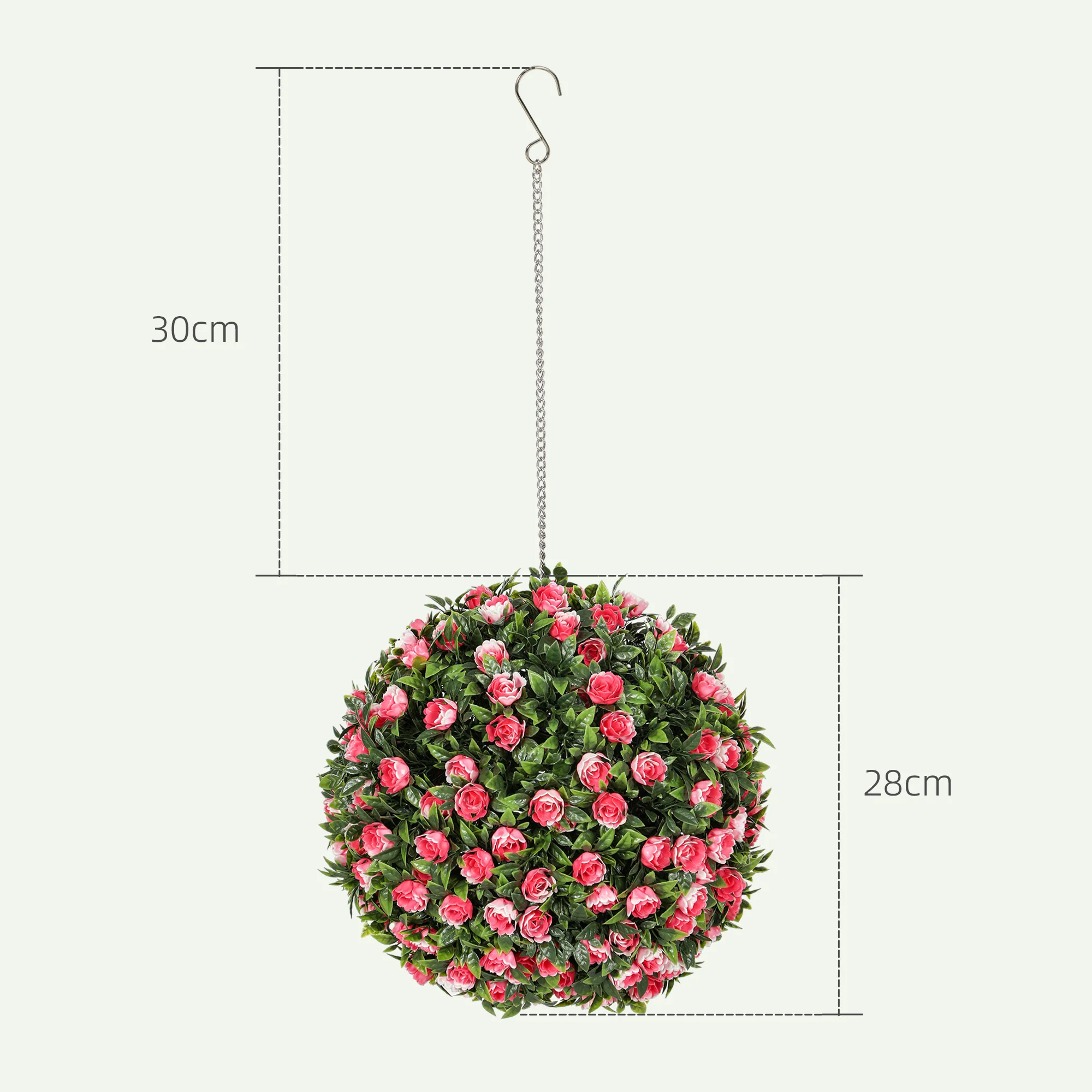 HOMCOM Set Of 2 Artificial Plant Topiary Rose Balls, Faux Plants - Image 5